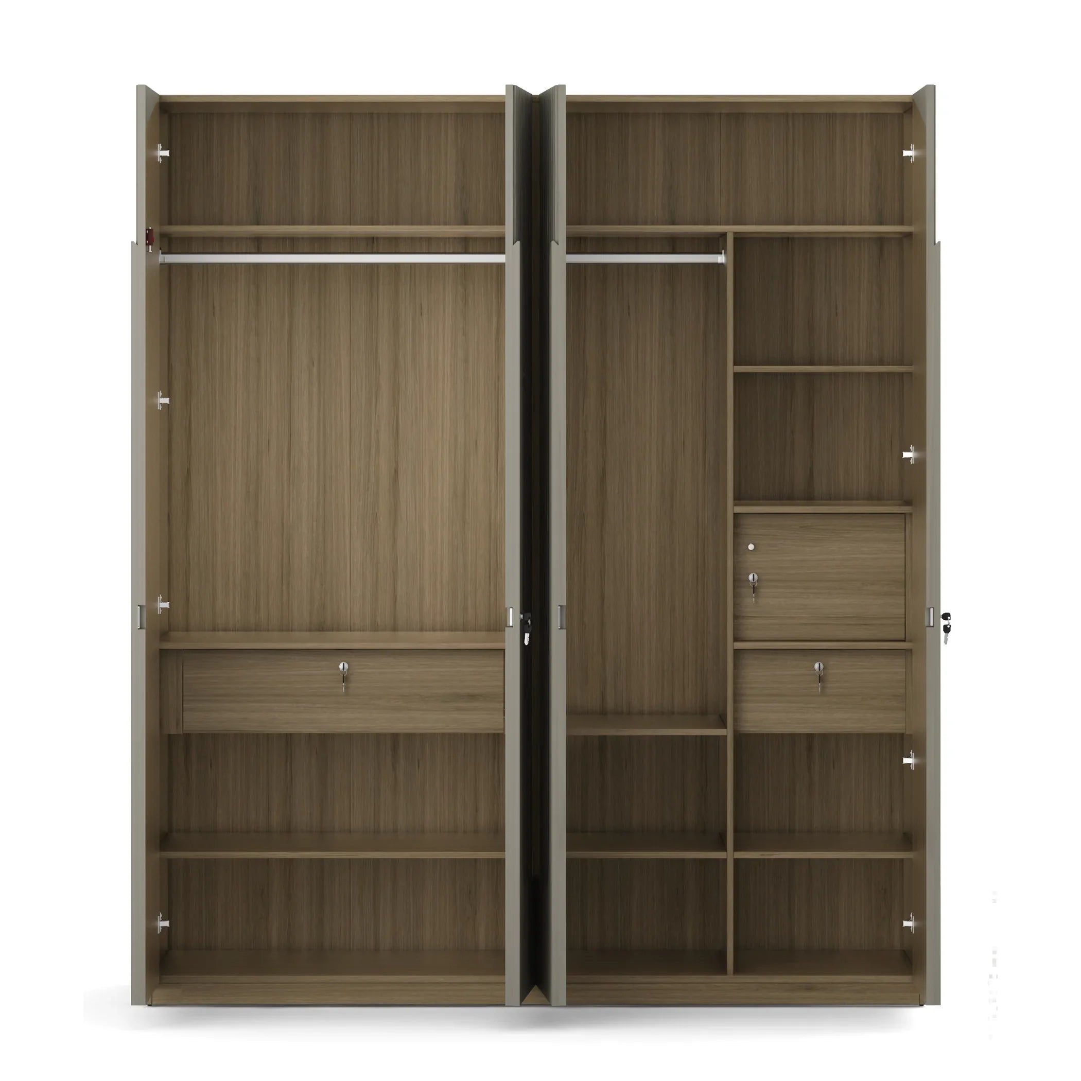 Asa Engineered Wood 4 Door Wardrobe in Santana Oak Colour - HomeTown