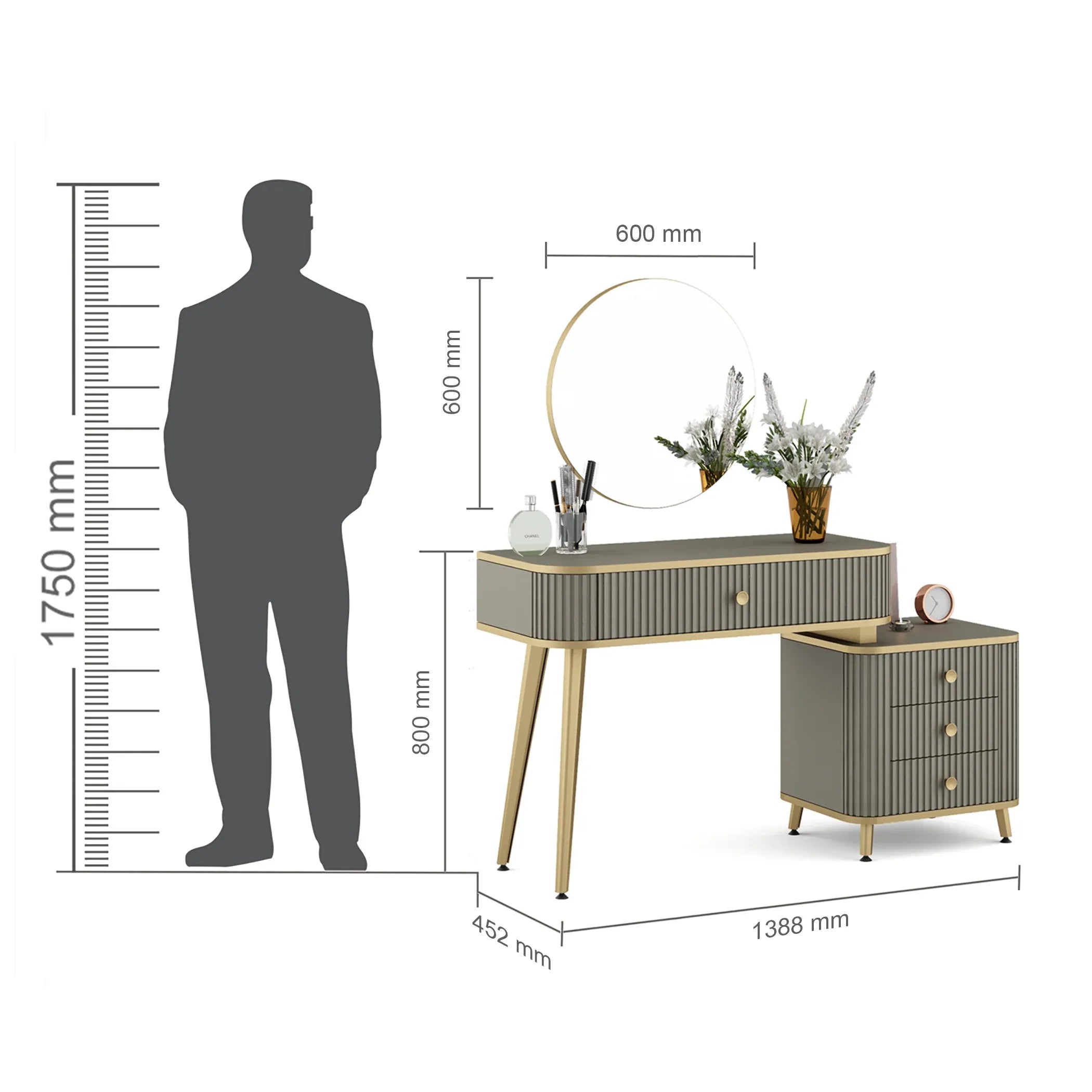 Asa Engineered Wood Dressing Table in Santana Oak Colour - HomeTown