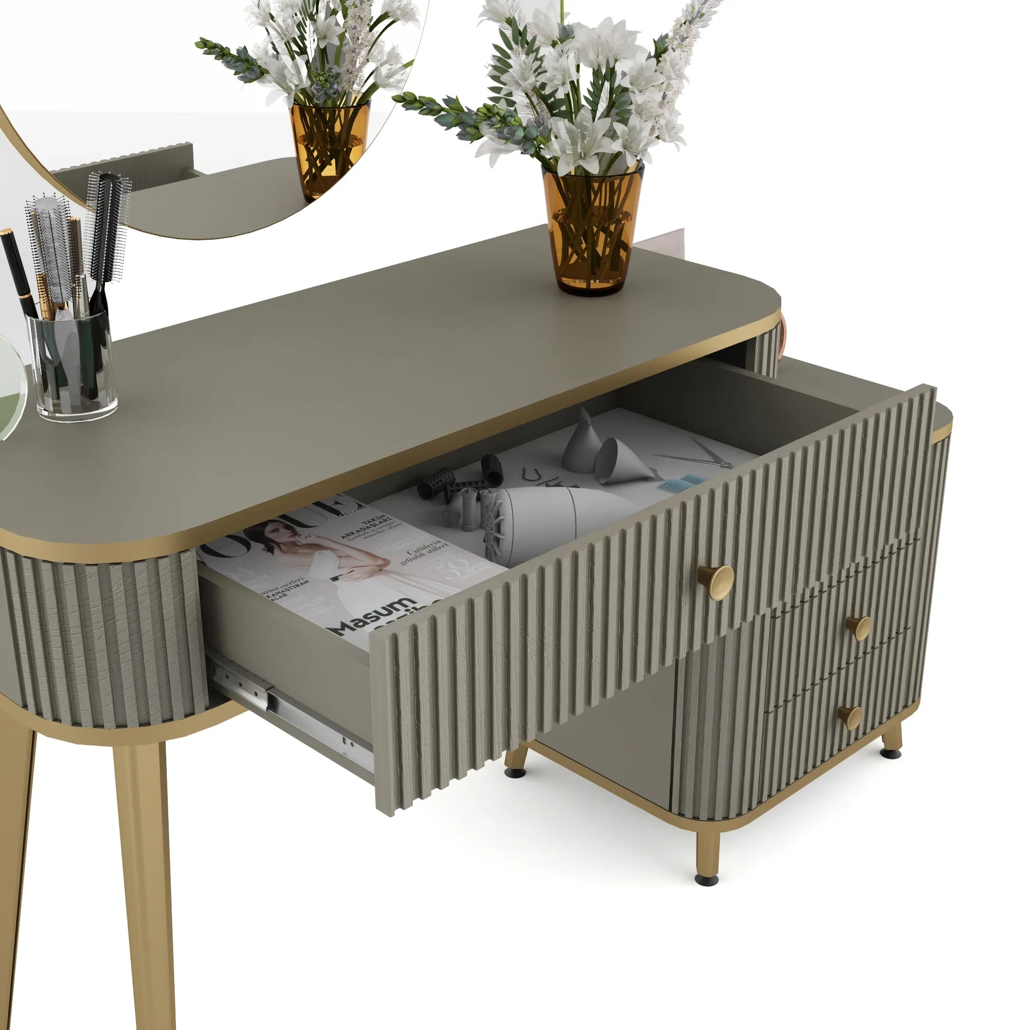 Asa Engineered Wood Dressing Table in Santana Oak Colour - HomeTown