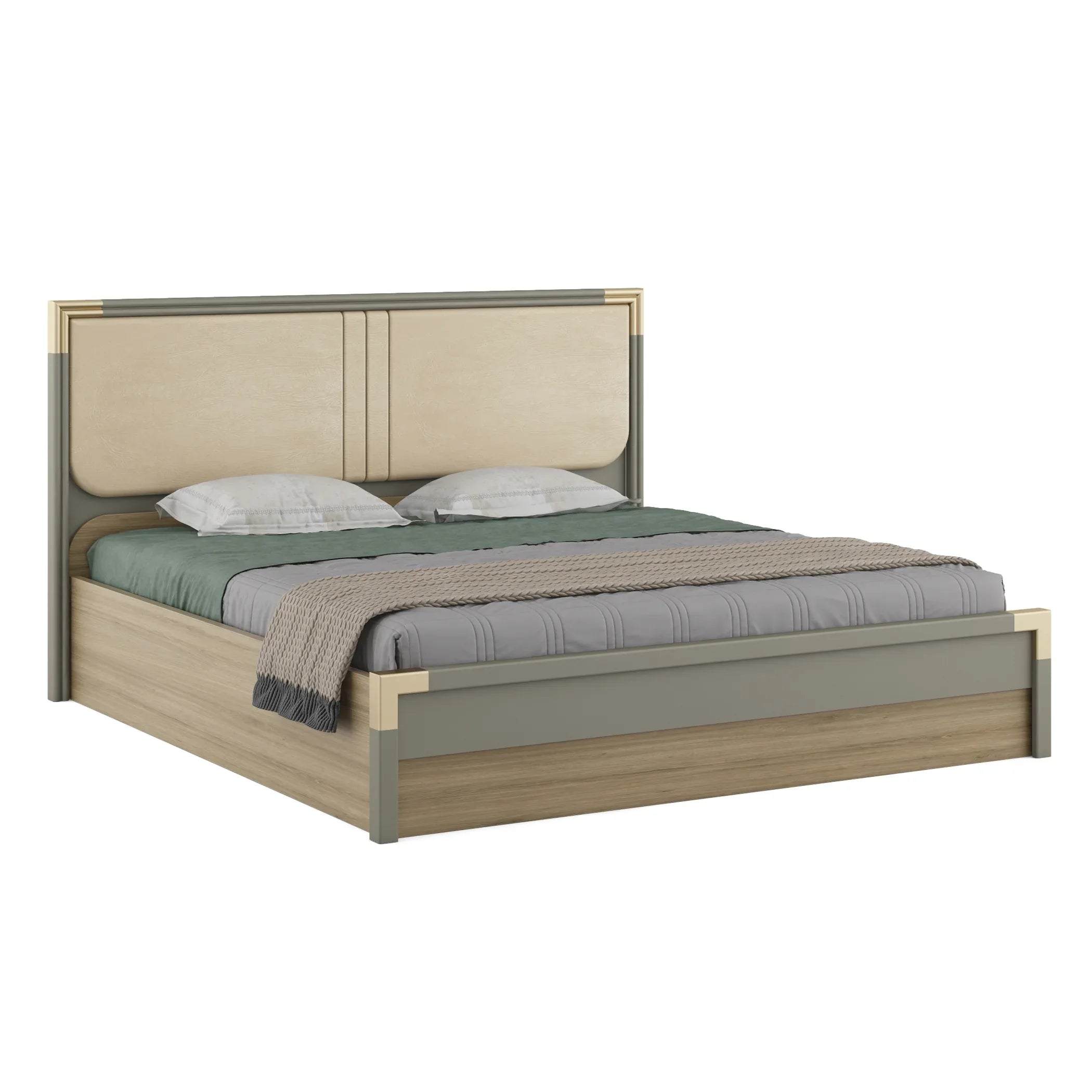 Asa Engineered Wood King Bed in Santana Oak Colour - HomeTown