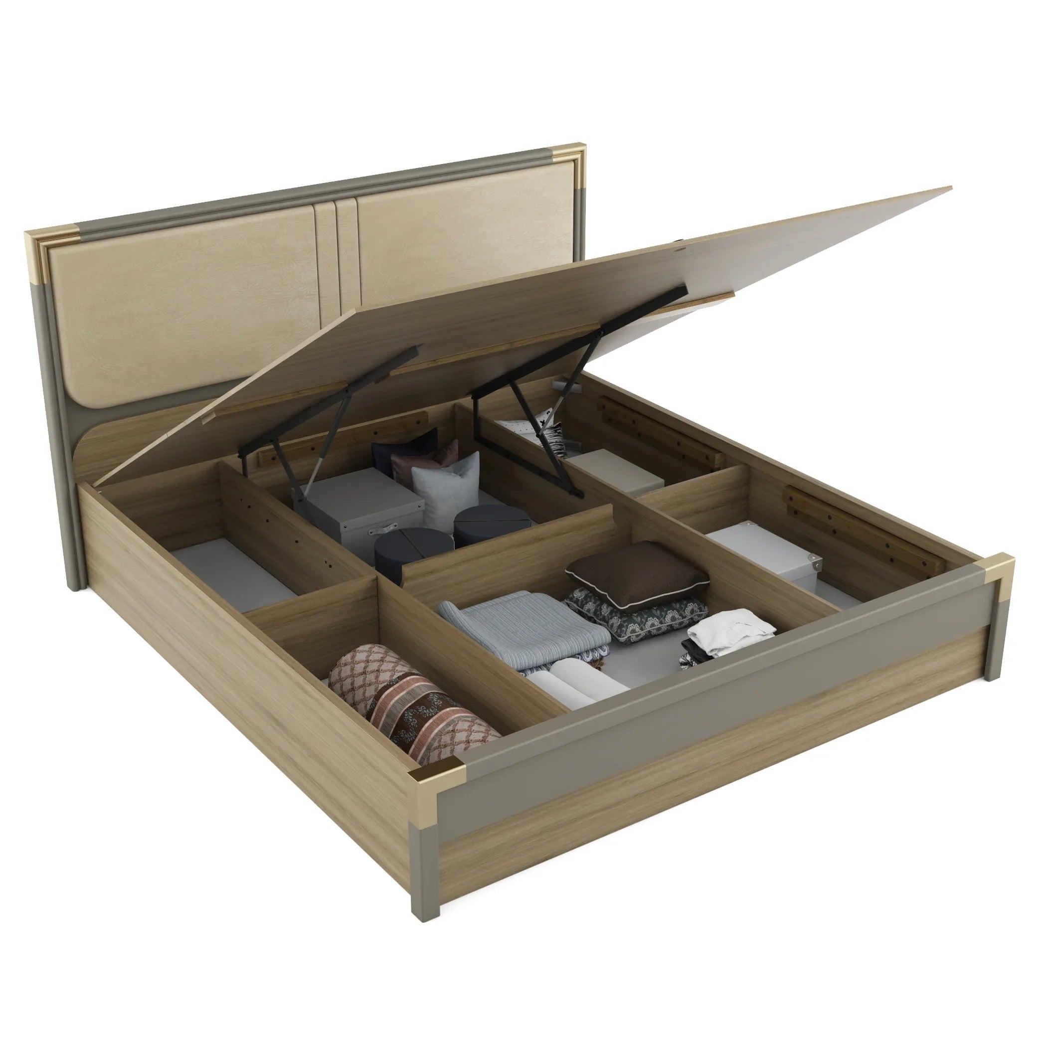 Asa Engineered Wood King Bed in Santana Oak Colour - HomeTown