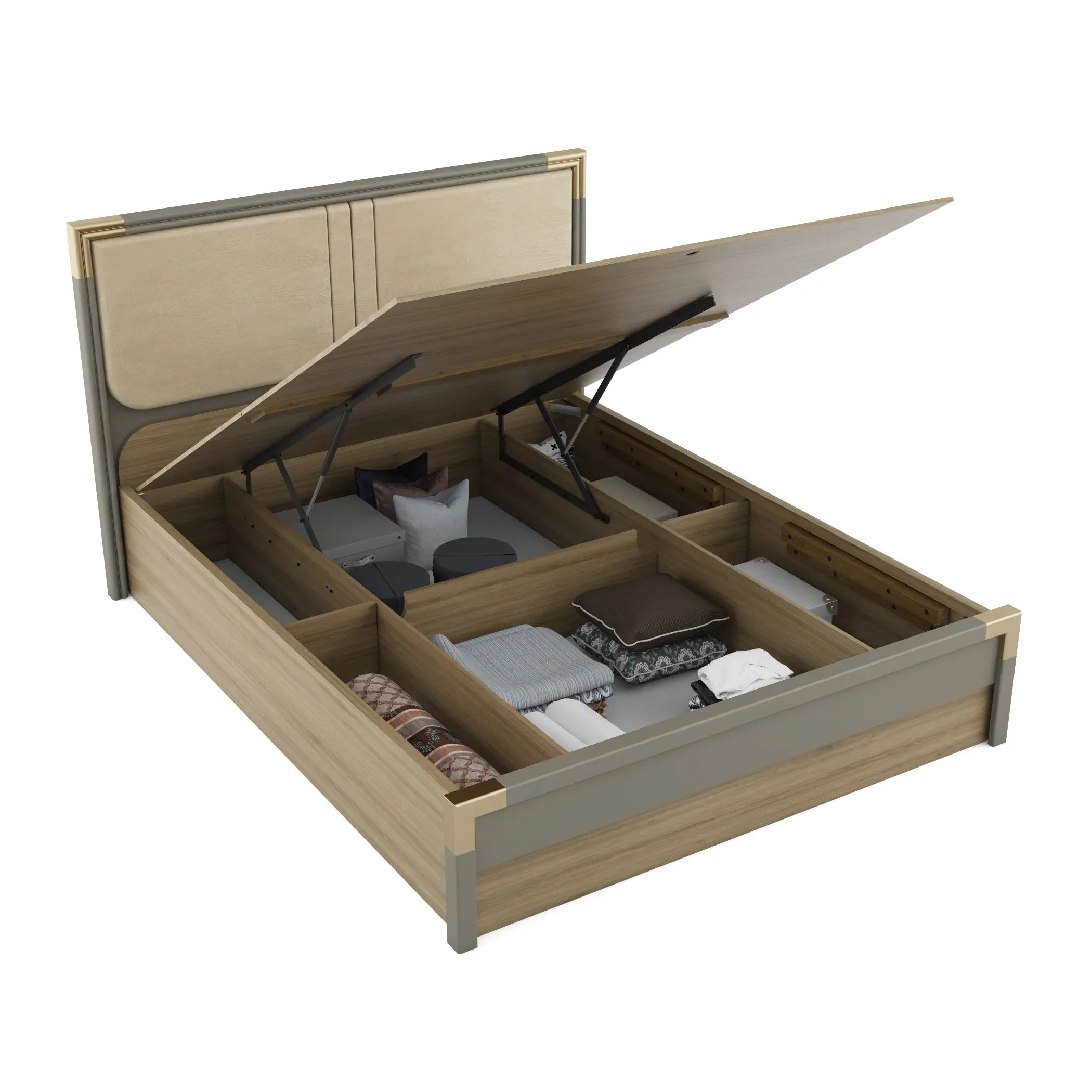 Asa Engineered Wood Queen Bed in Santana Oak Colour - HomeTown