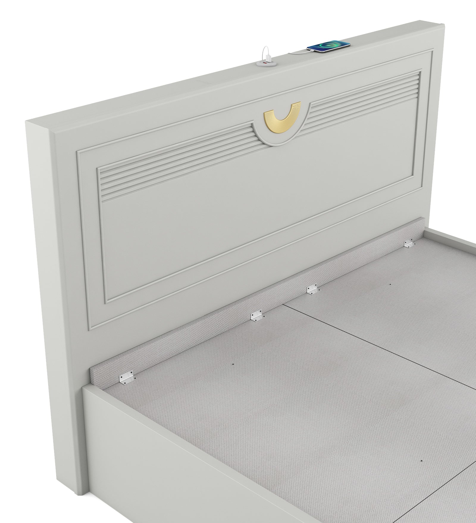 Akira King Bed With Full Hydraulic Storage Pumic Grey