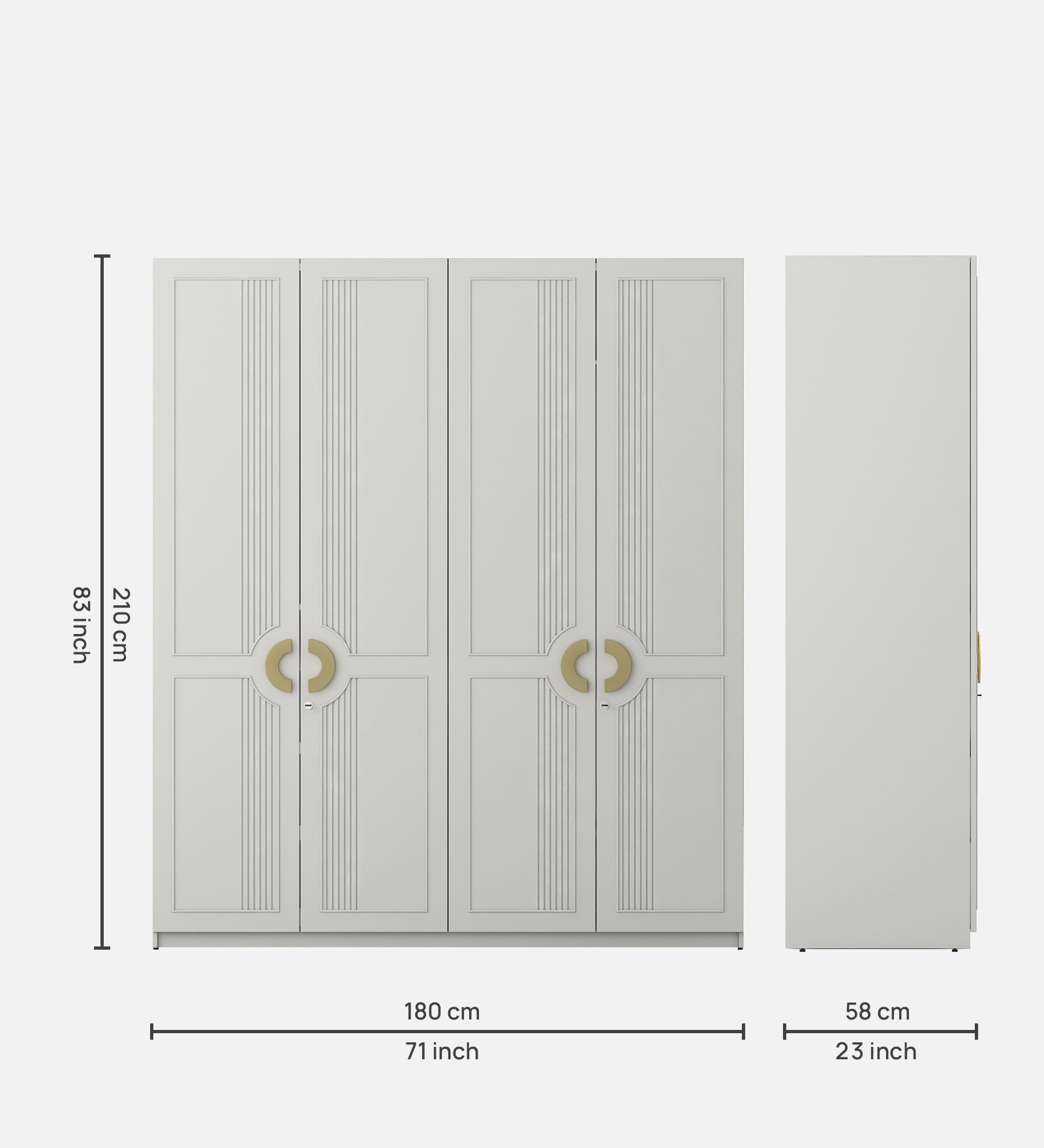 Akira 4 Door Wardrobe in Pumic Grey Finish