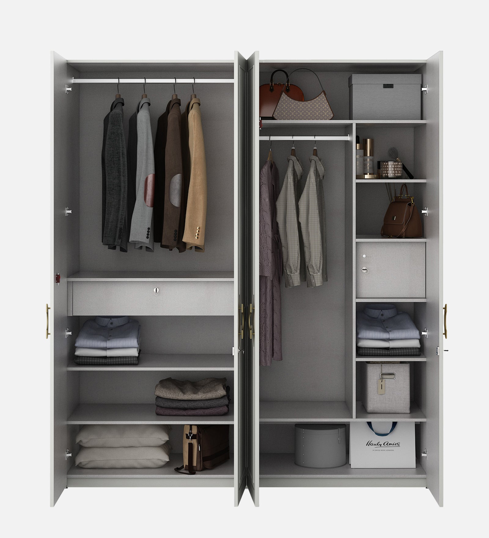 Akira 4 Door Wardrobe in Pumic Grey Finish