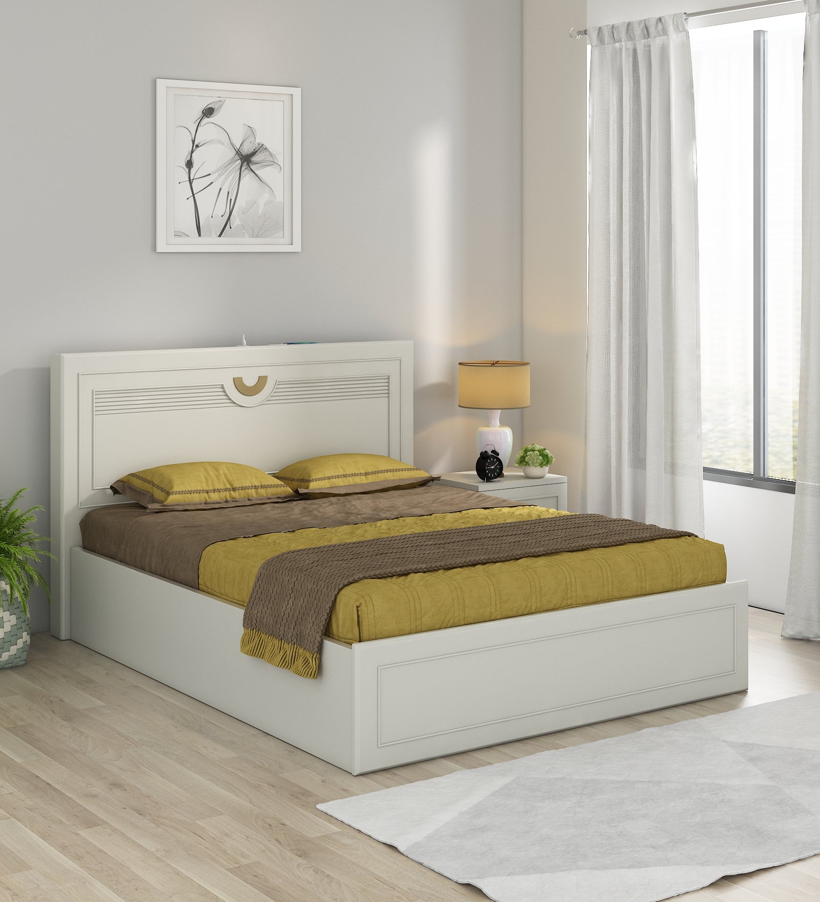 Akira King Bed With Full Hydraulic Storage Pumic Grey