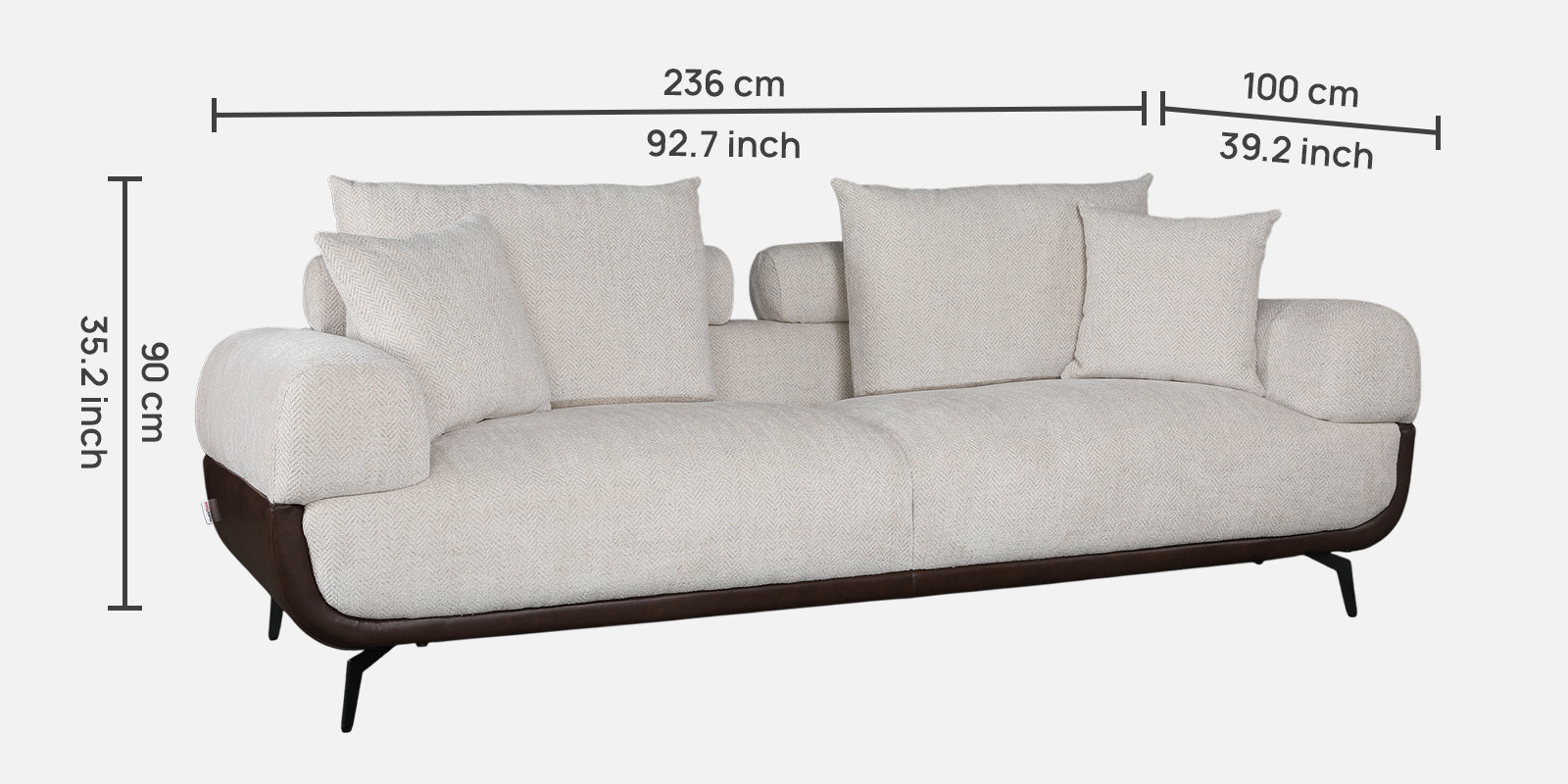 Arizona Fabric 2 Seater Sofa Beige & Brown