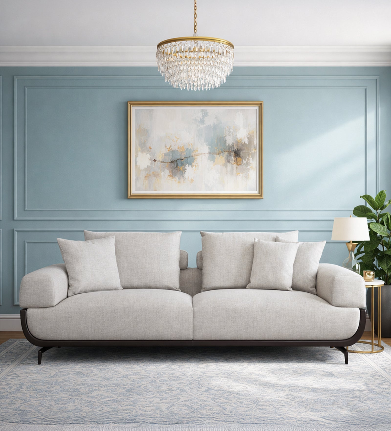 Arizona Fabric 3 Seater Sofa Beige & Brown