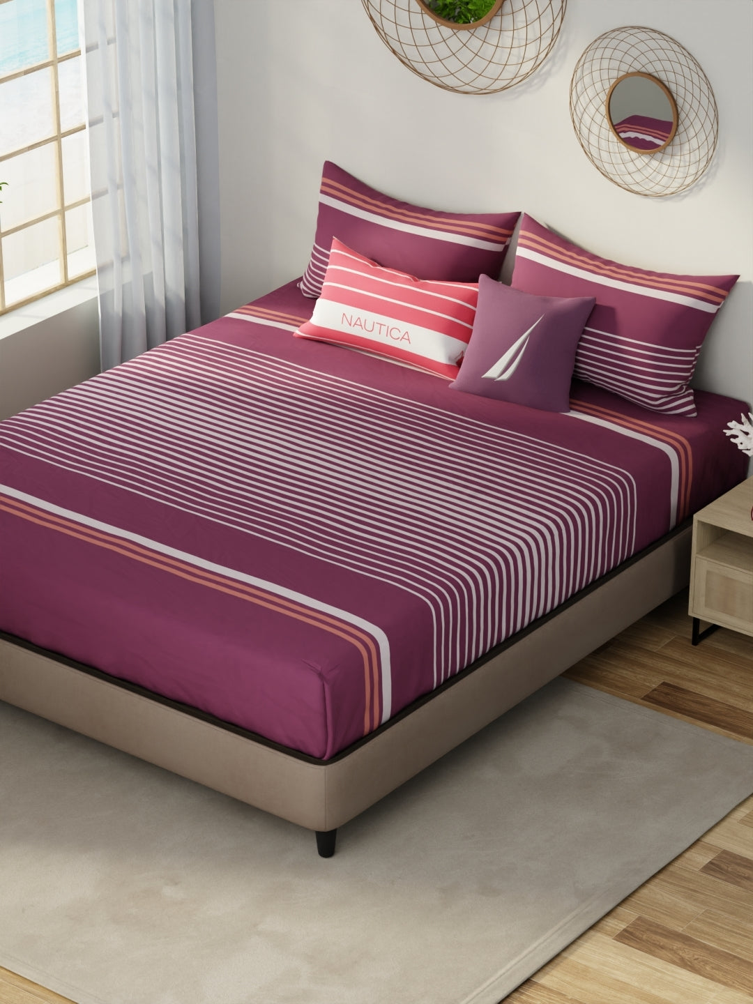 Nautica Hampton Sis-Bed Linen Maroon