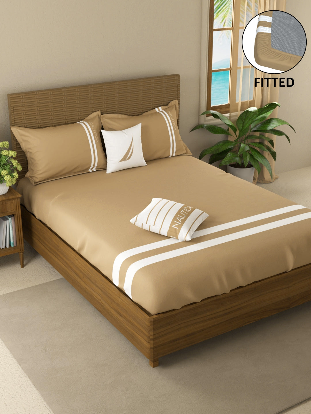 Coastal Stripe Sis-Bed Linen Taupe