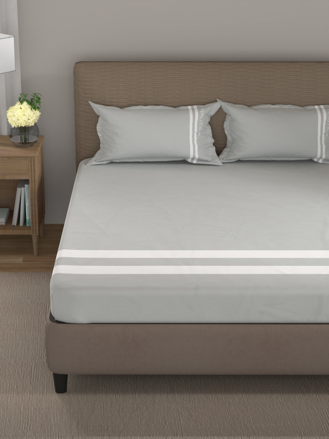 Coastal Stripe Sis-Bed Linen Silvergrey