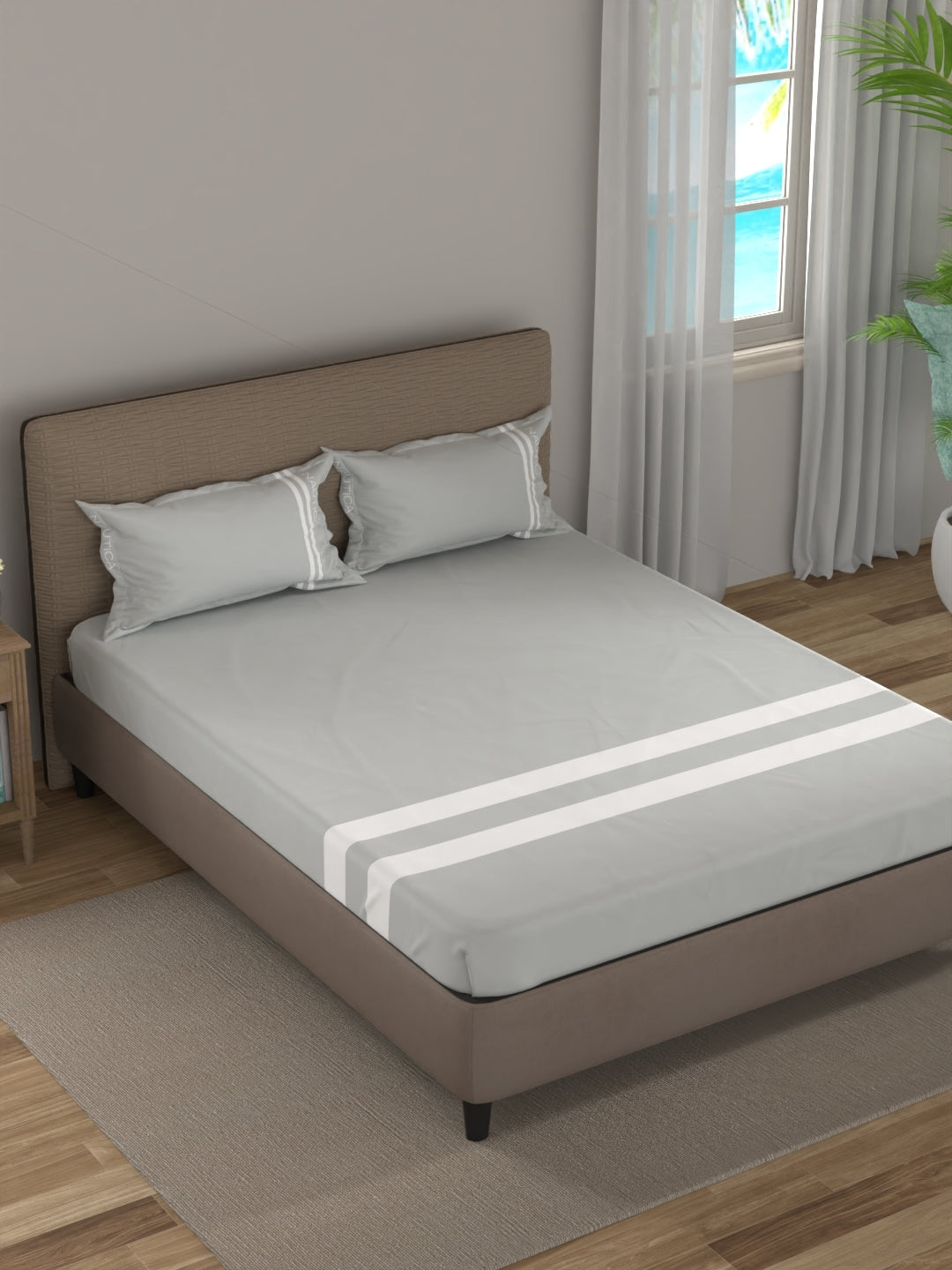 Coastal Stripe Sis-Bed Linen Silvergrey