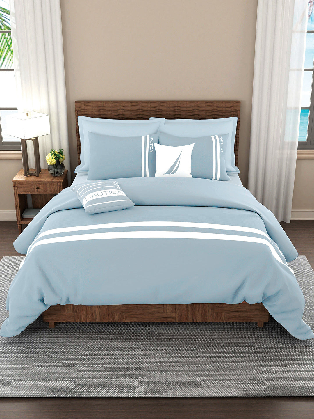 Coastal Stripe Sis-Bed Linen Skyblue