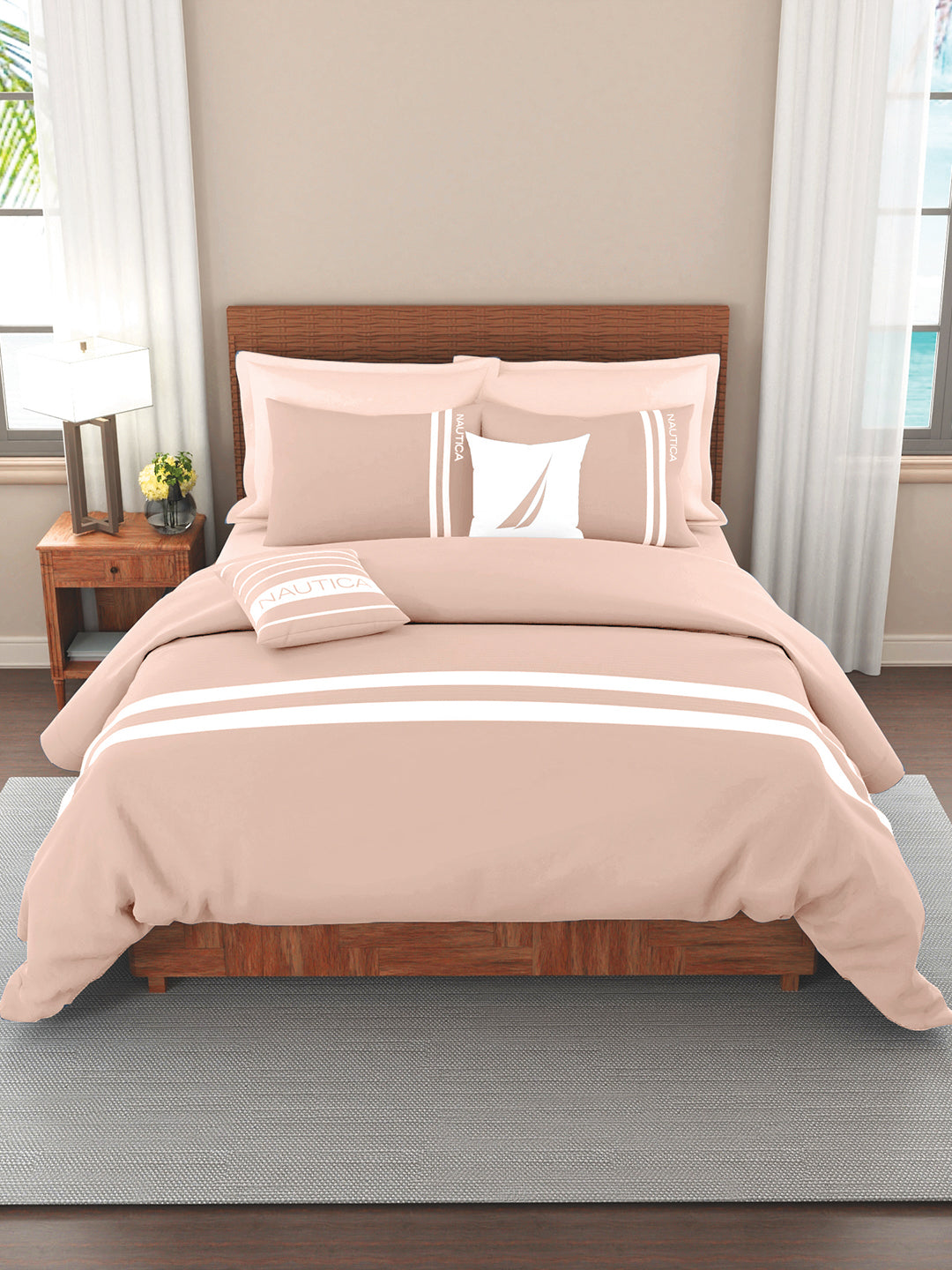 Coastal Stripe Sis-Bed Linen Blush