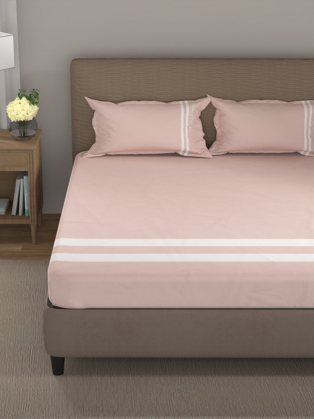 Coastal Stripe Sis-Bed Linen Blush