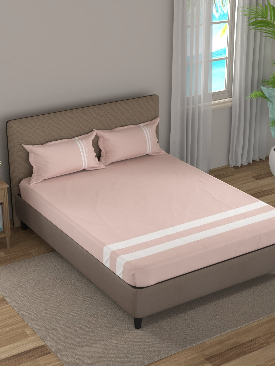Coastal Stripe Sis-Bed Linen Blush