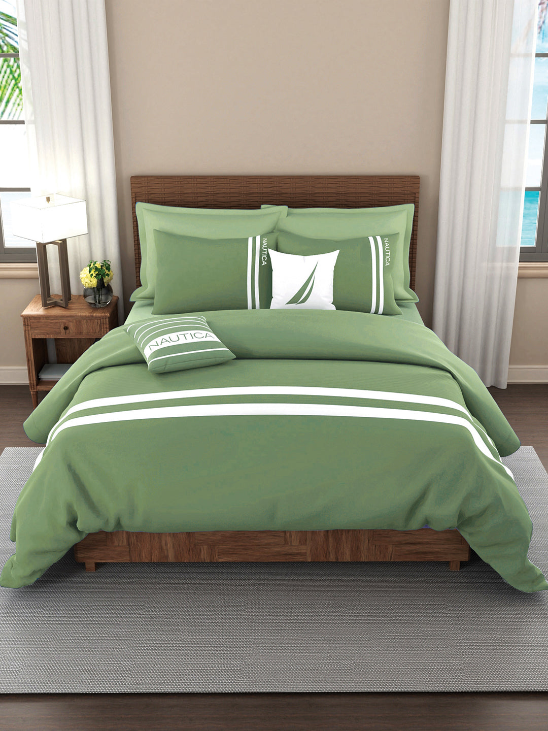 Coastal Stripe Sis-Bed Linen Moss