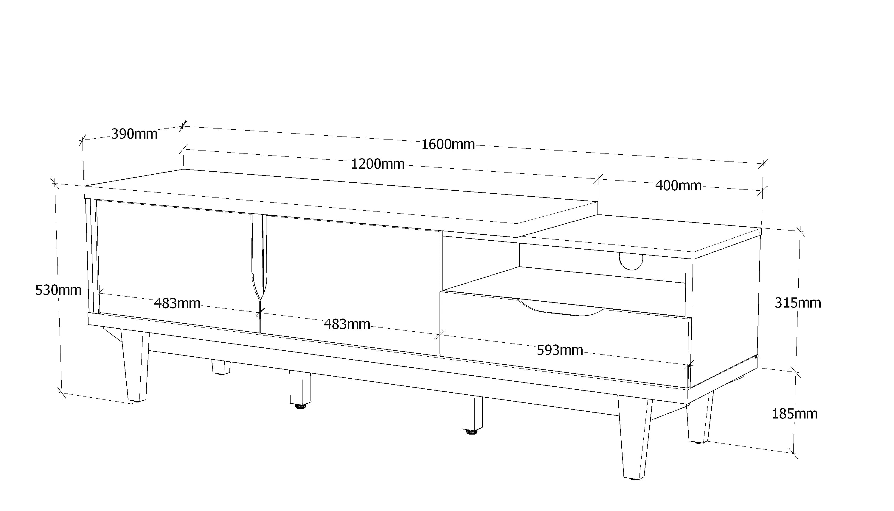 Carmel Tv Unit in White & Brown Colour - HomeTown