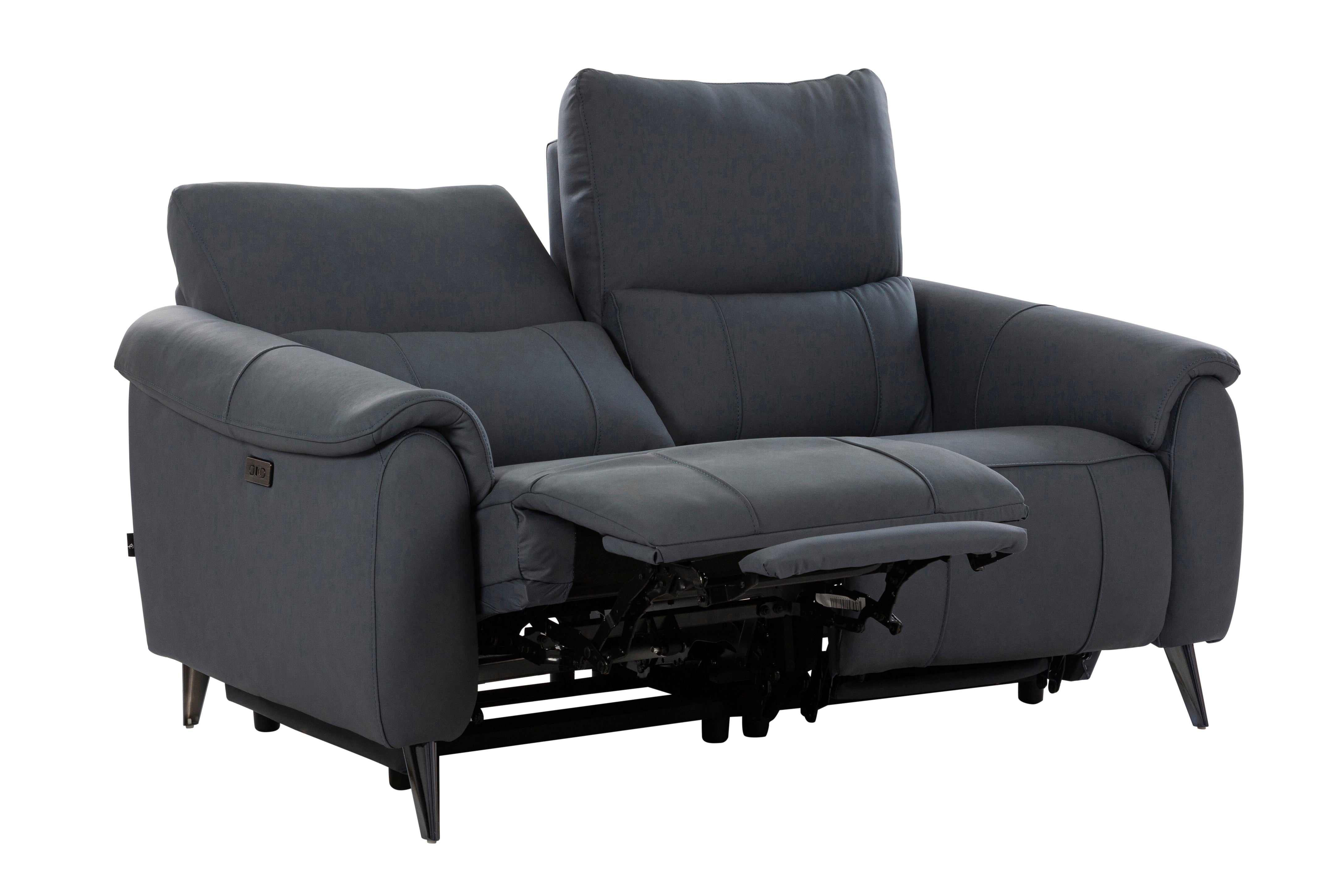 Levanto Half Leather Zero Wall Electric Recliner | 2 Seater | Ocean Blue