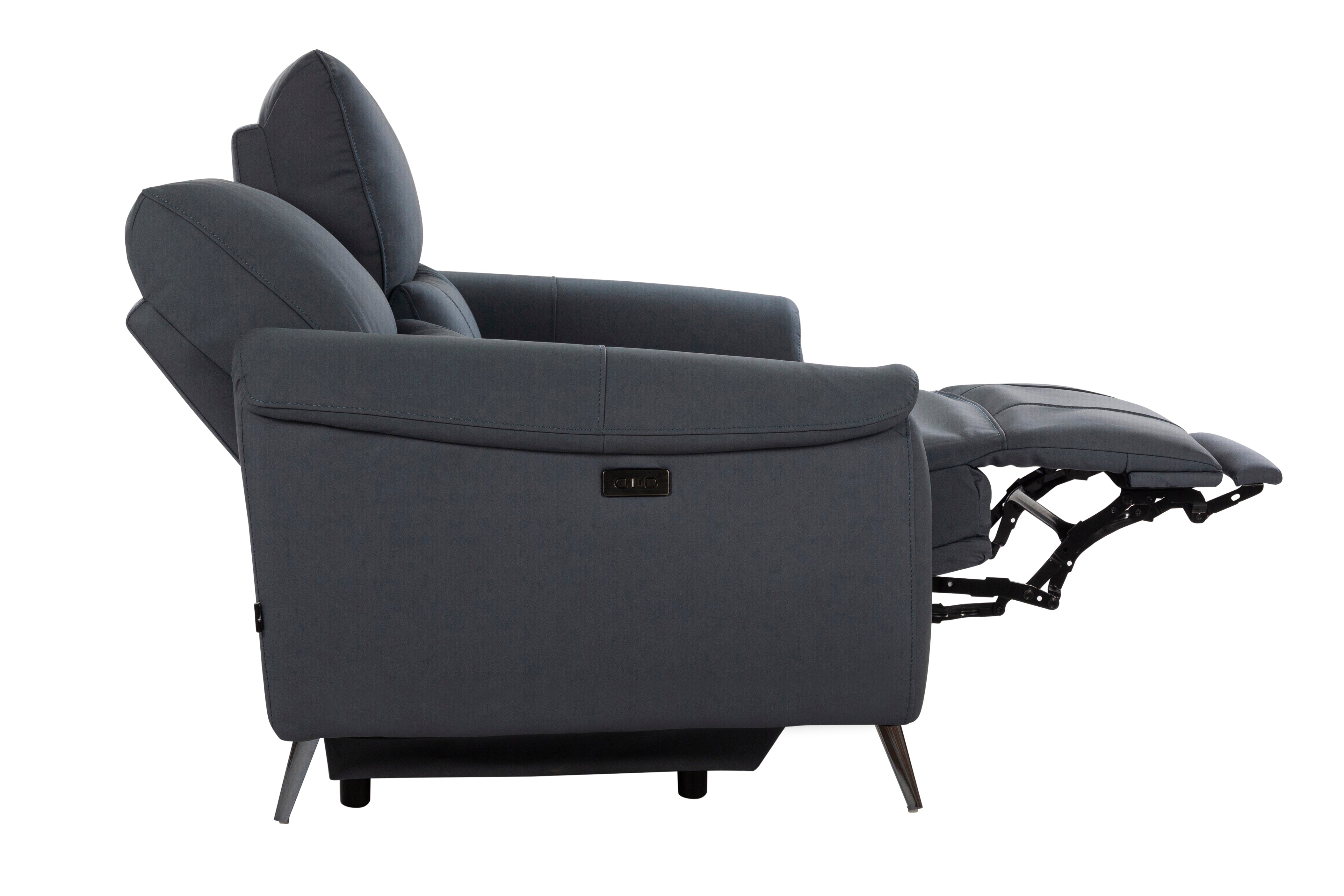 Levanto Half Leather Zero Wall Electric Recliner | 2 Seater | Ocean Blue