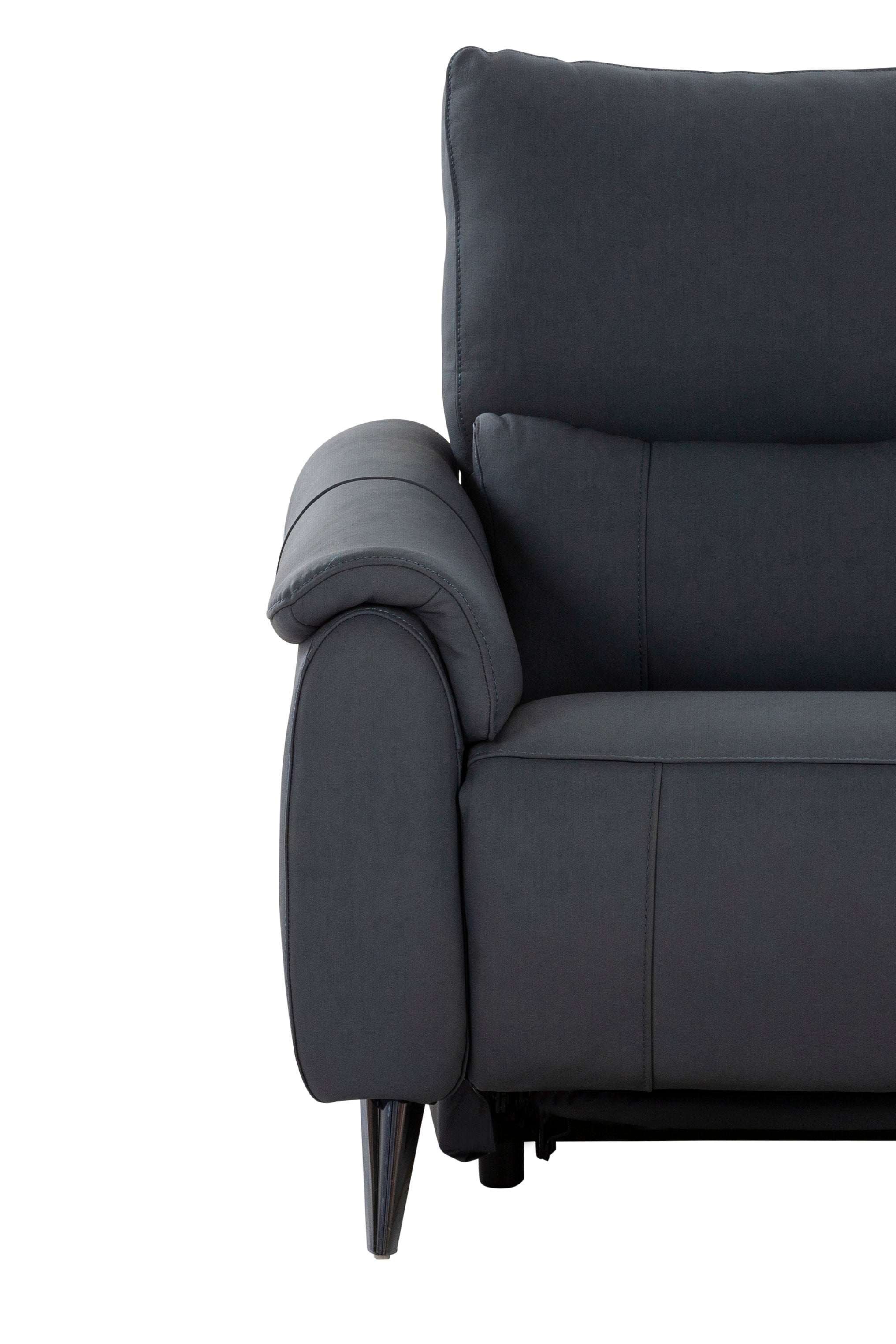 Levanto Half Leather Zero Wall Electric Recliner | 3 Seater | Ocean Blue