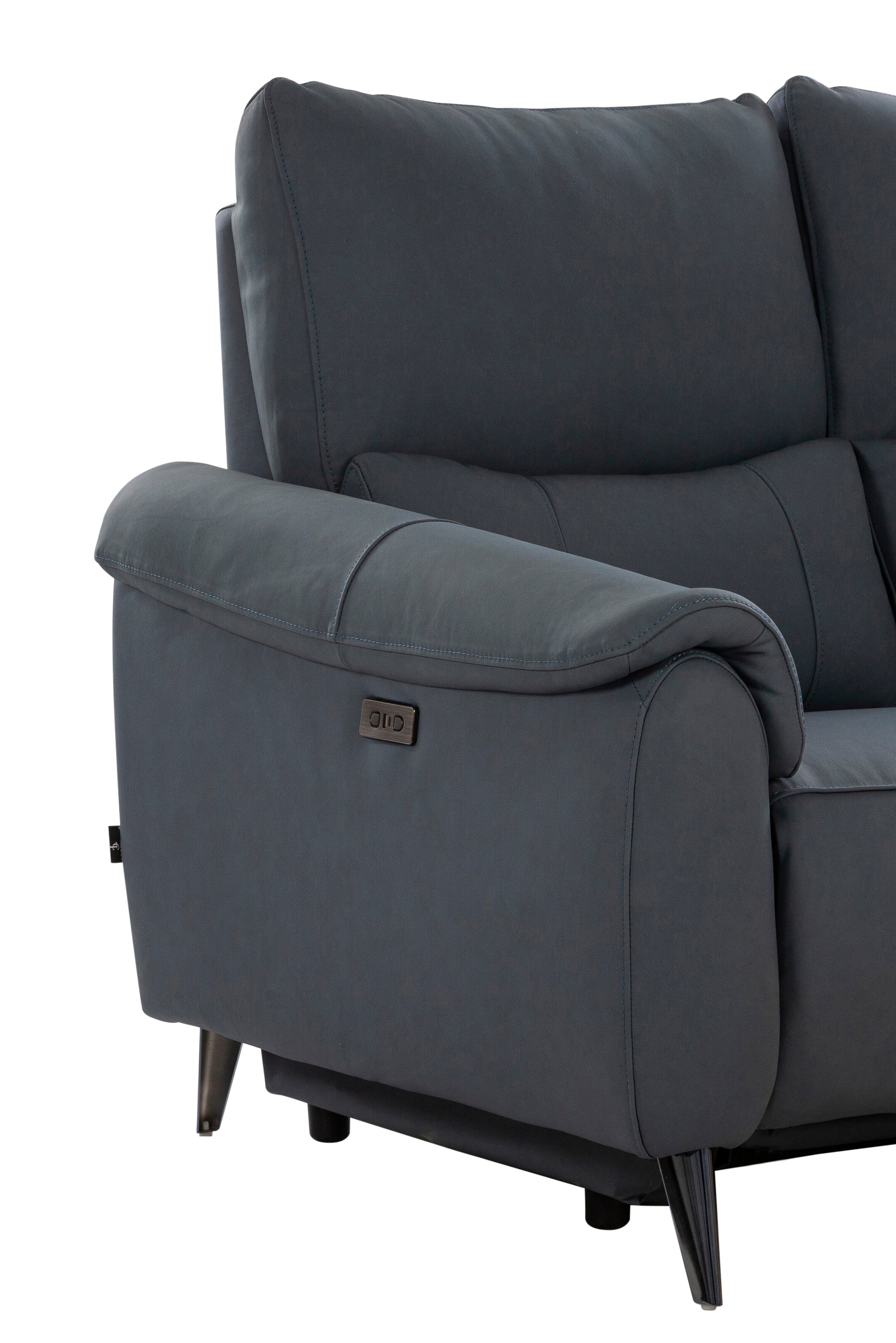 Levanto Half Leather Zero Wall Electric Recliner | 2 Seater | Ocean Blue