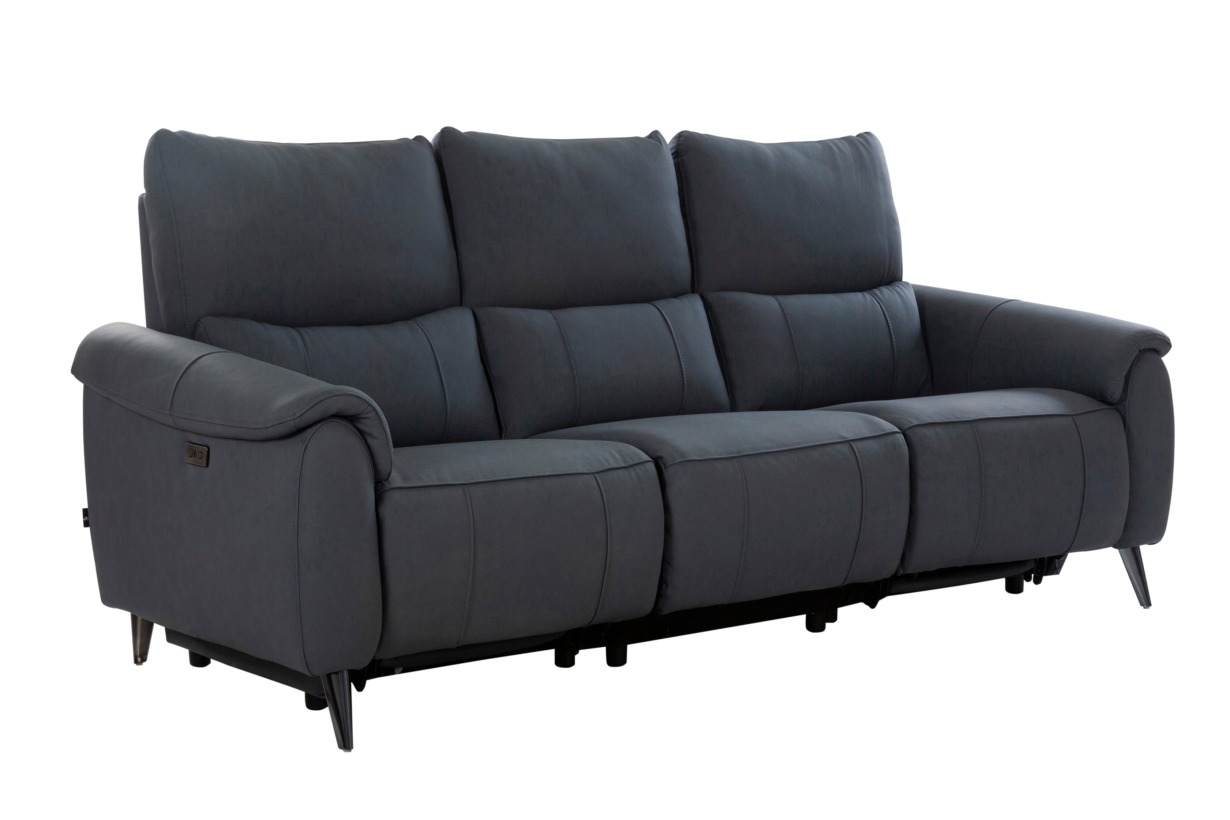Levanto Half Leather Zero Wall Electric Recliner | 3 Seater | Ocean Blue