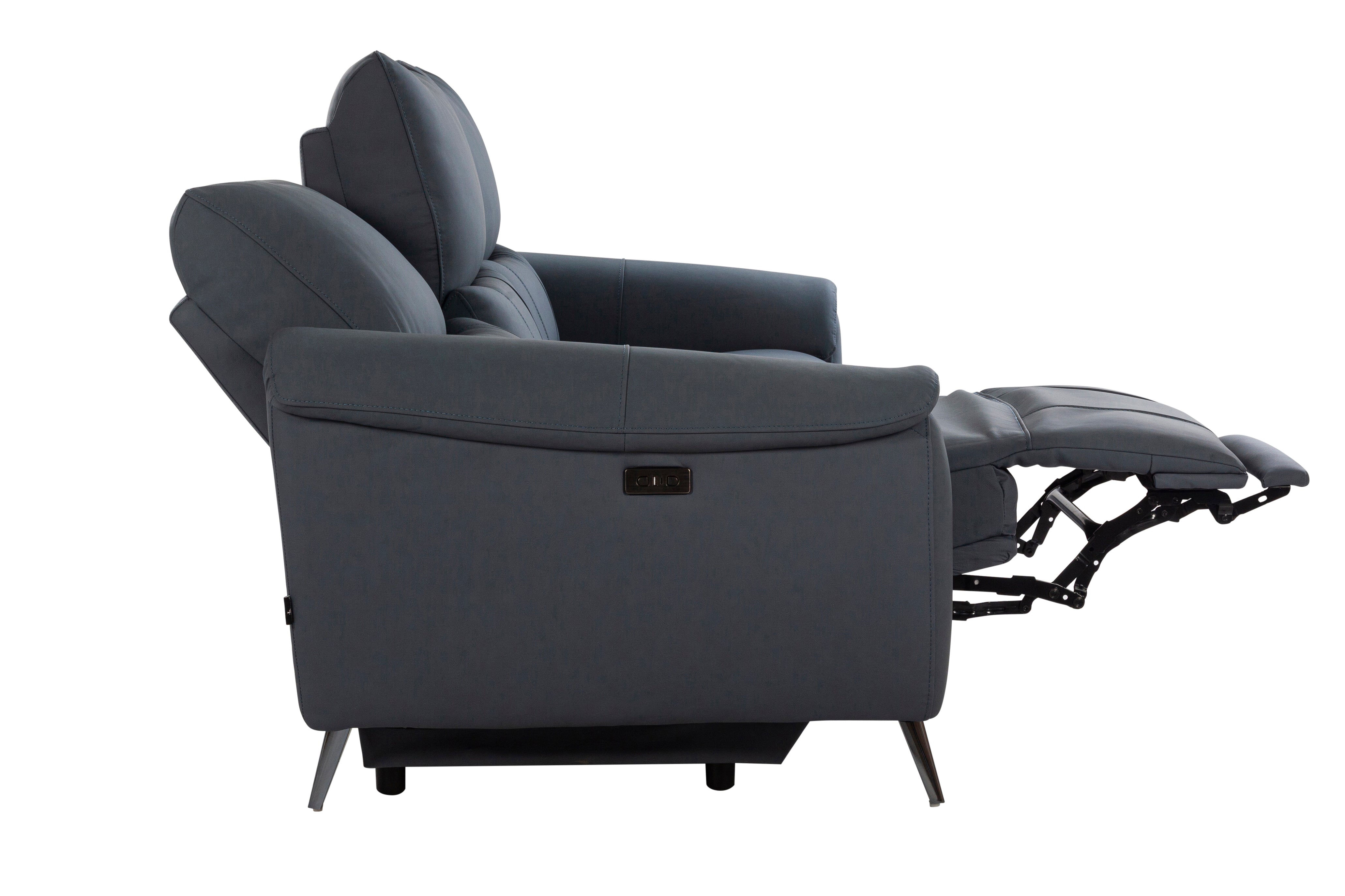 Levanto Half Leather Zero Wall Electric Recliner | 3 Seater | Ocean Blue