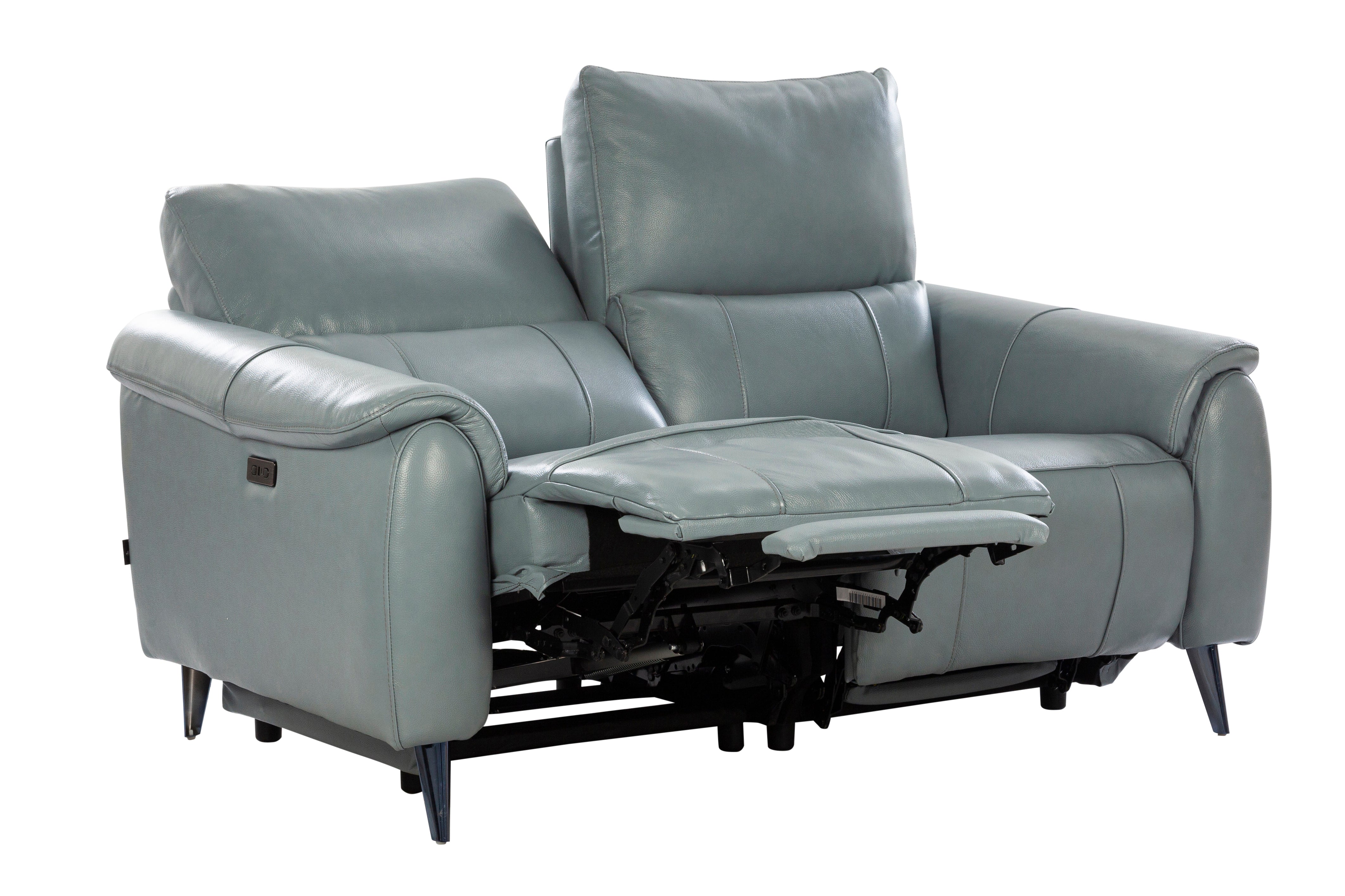 Levanto Half Leather Zero Wall Electric Recliner | 2 Seater | Slate Grey
