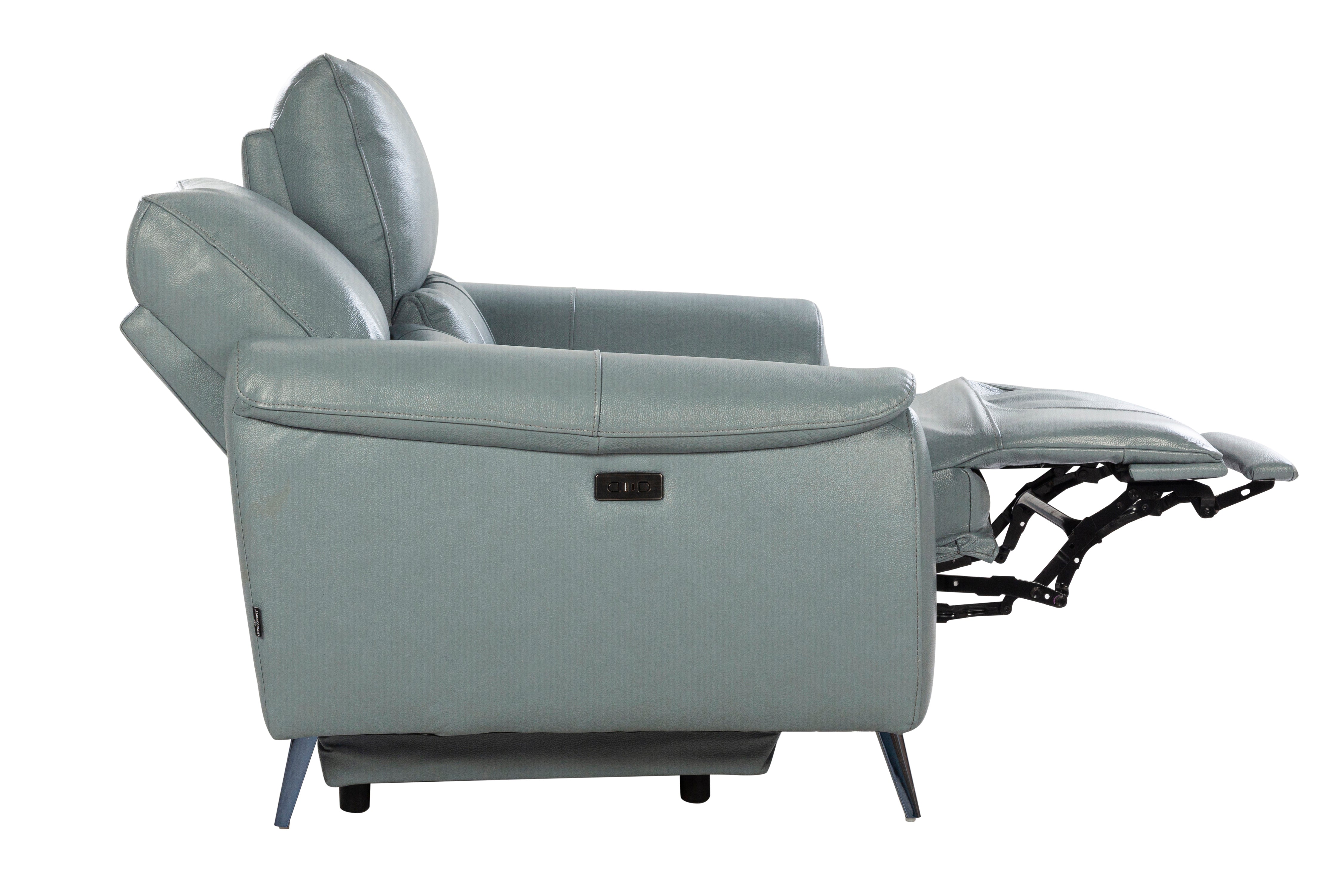 Levanto Half Leather Zero Wall Electric Recliner | 2 Seater | Slate Grey