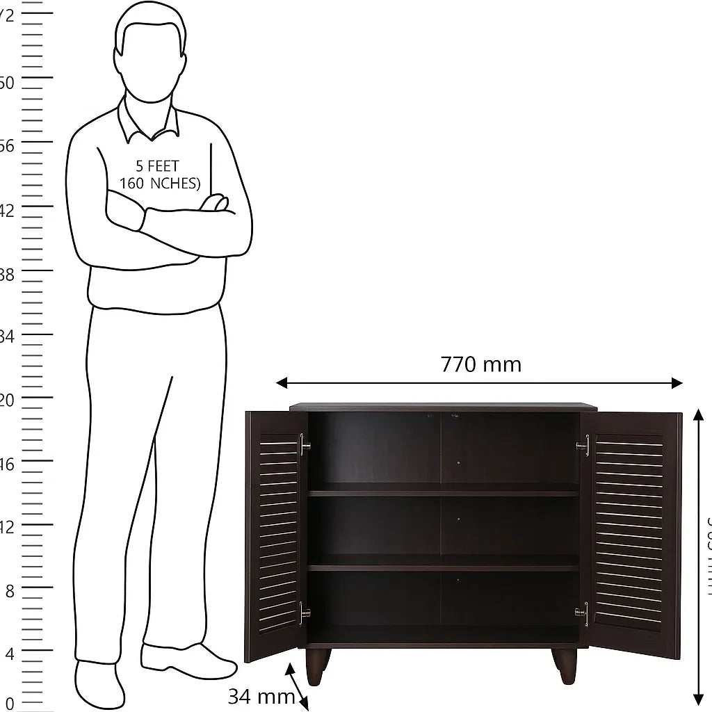Kaira Engineered Wood Shoe Rack in Wenge Colour - HomeTown