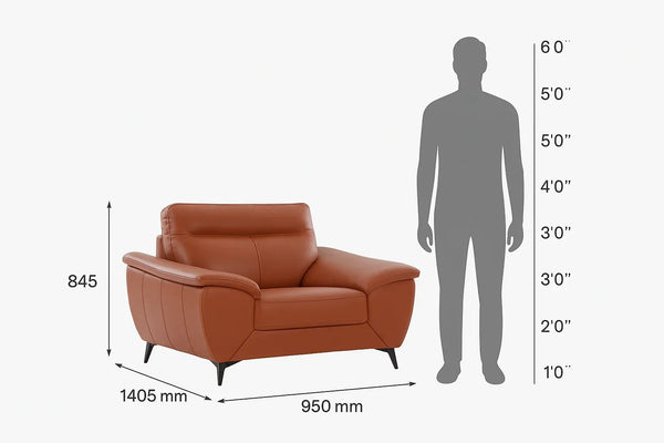 Genova Leatherette Sofa in Tan Color dimensions