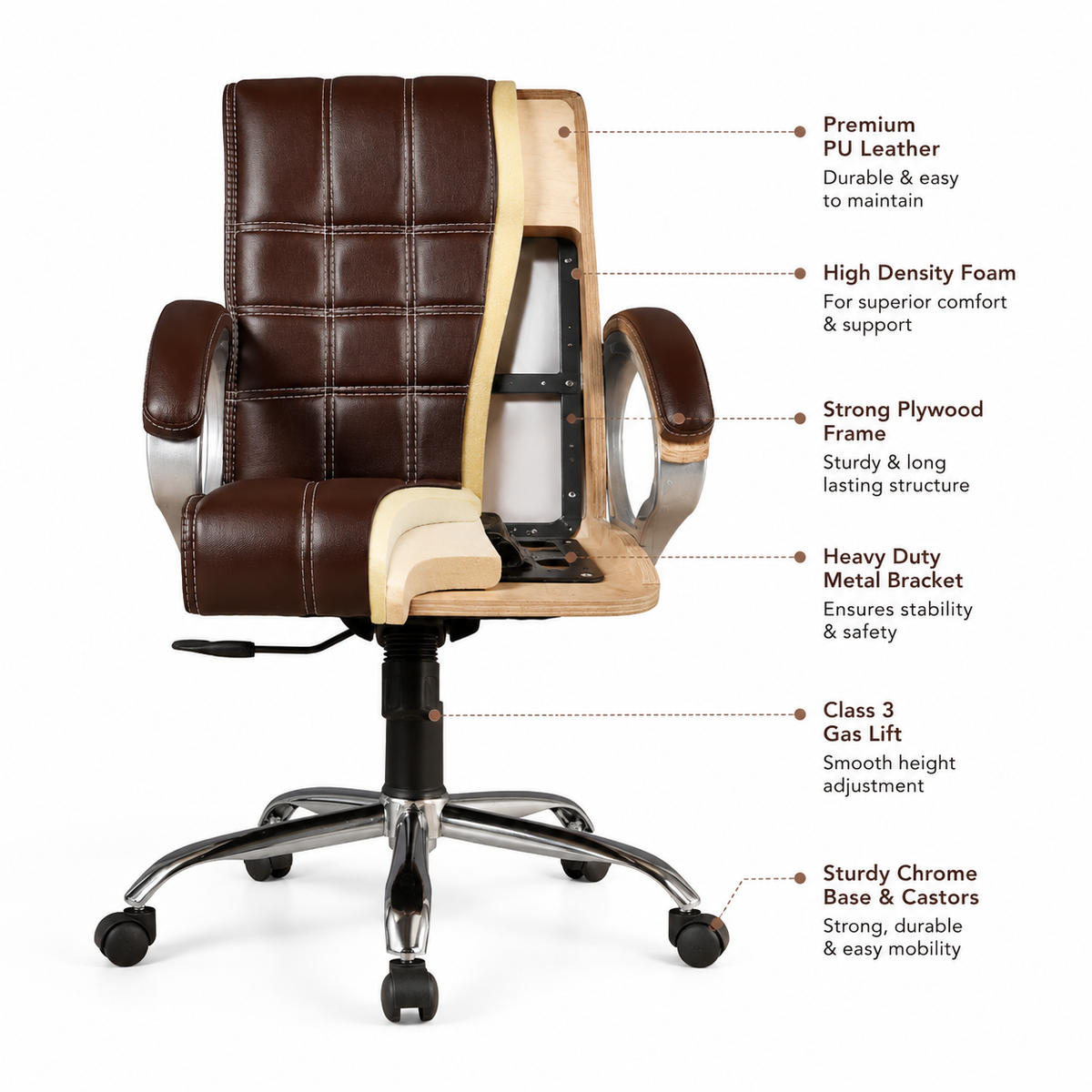Workease Office Chair Check Brown