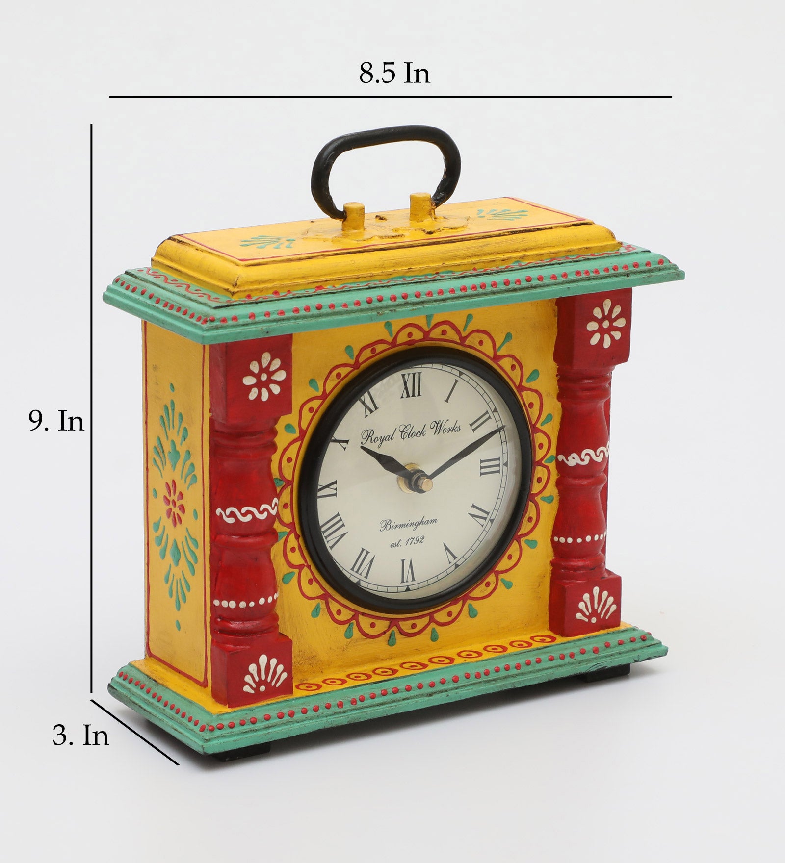Vedas Kyoto Hand Painted Silent Non Ticking Small Clock Battery Operated, Simply Design, for Bedroon, Bedside, Desk (Battery not Included)