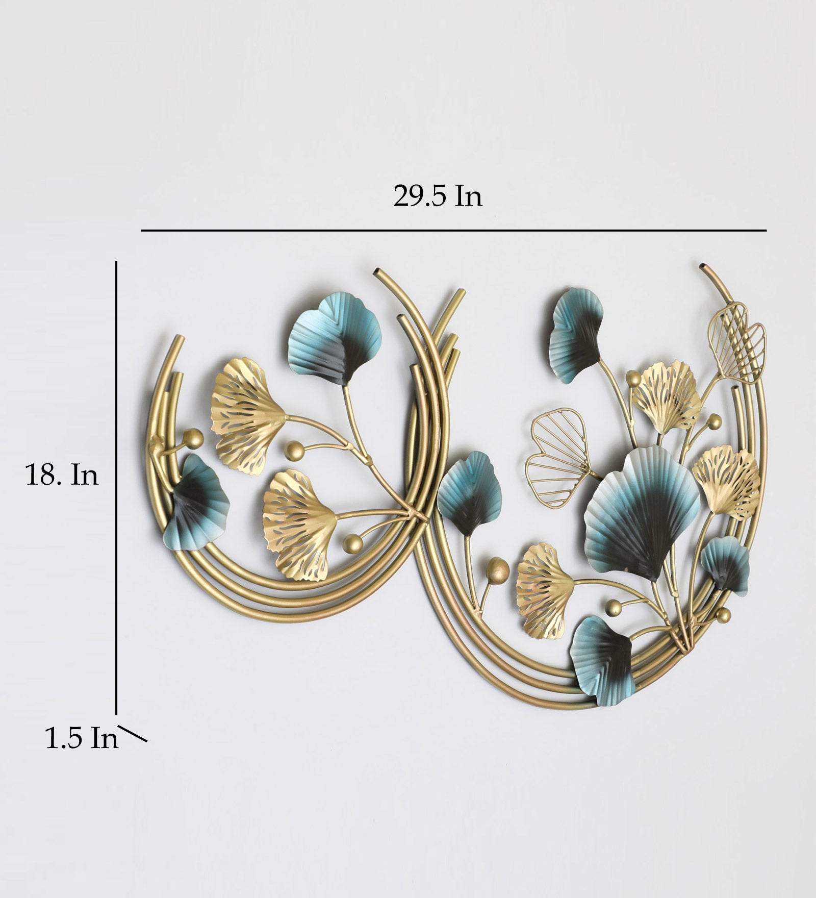 Vedas Tyra Leaf Metal Wall Decoration Hanging Wall Arts decorative item for Home, restaurant, living room, dining room, office. (30*18 Inch)