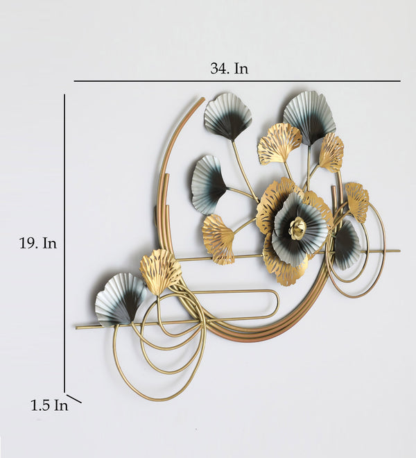 Vedas Gajraj Leaf Metal Wall Decoration Hanging Wall Arts Decorative Item for Home, Restaurant, Living Room, Dining Room, Office. 34* dimensions