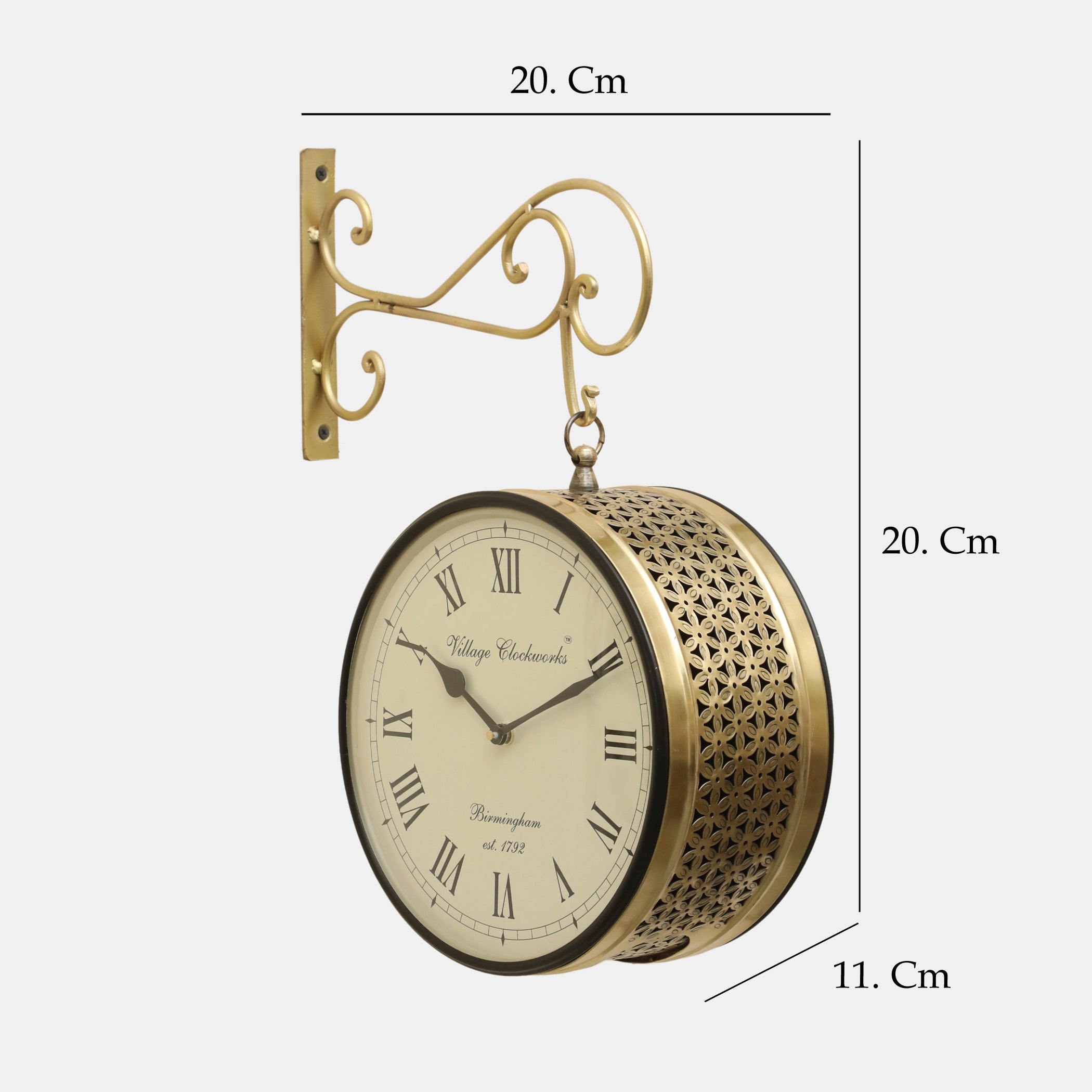 Vedas Anvi Metal Vintage Double Sided Analog Wall Clock | Railway Station  (Color: Golden) (8 - Inch)