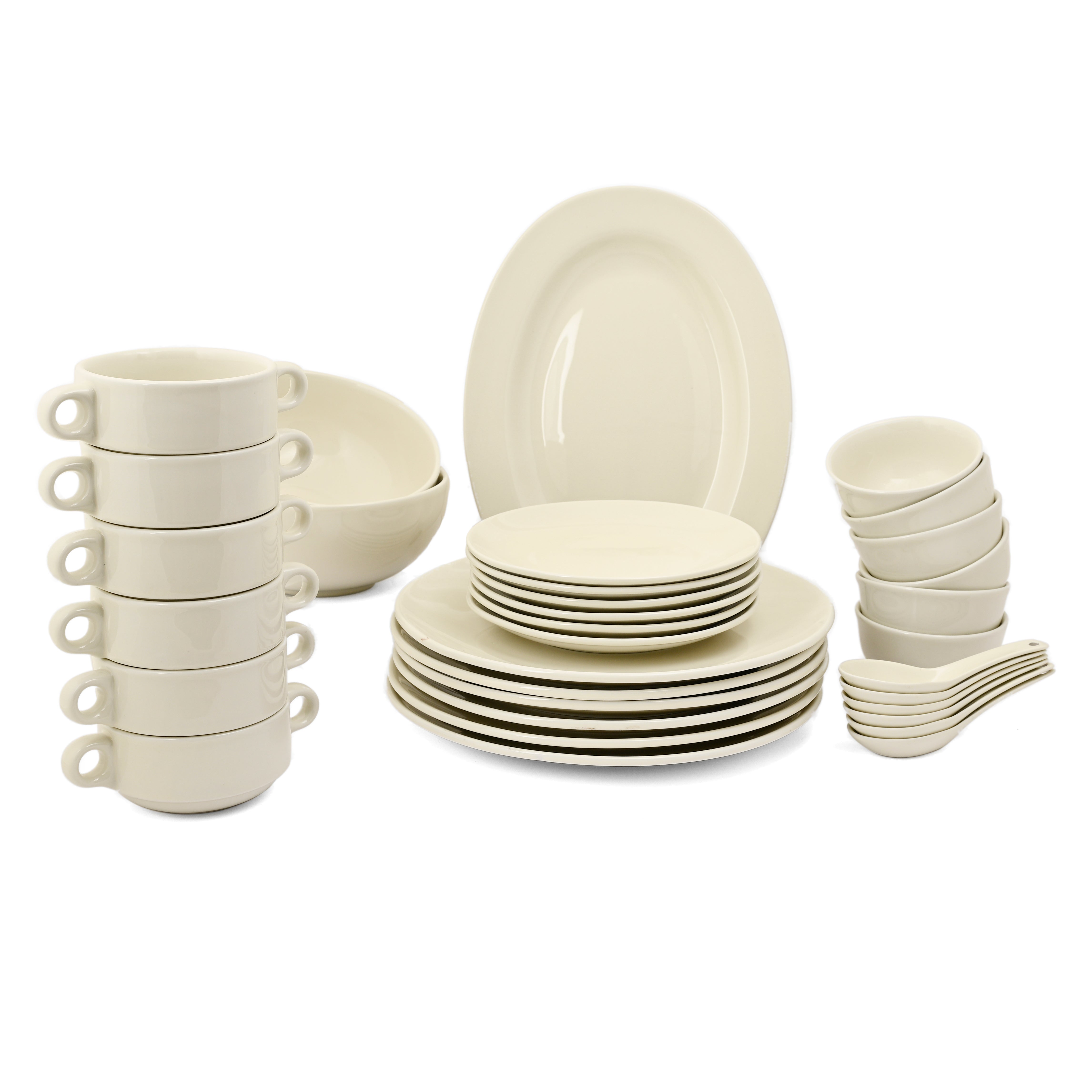 HITKARI GLOSSY IVORY PORCELAIN DINNER SET 33PCS