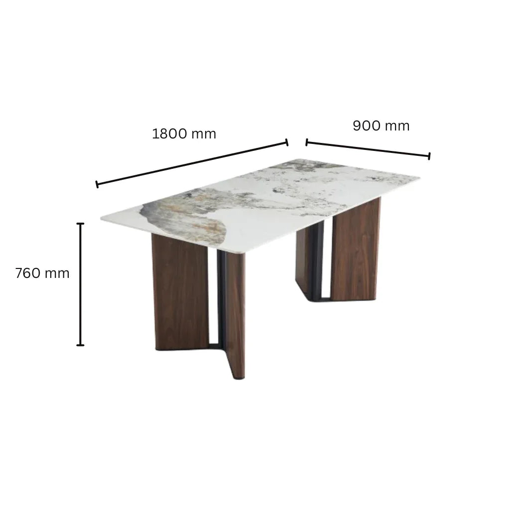 Stonewave Sintered Stone 6 Seater Dining Set in Marble Finish - HomeTown