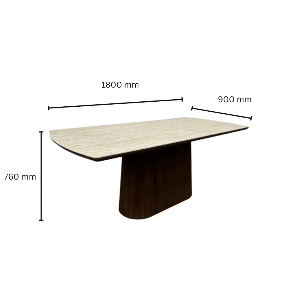 Terranova Sintered Stone 6 Seater Dining Set With Swivel Chair in Beige & Walnut Finish - HomeTown