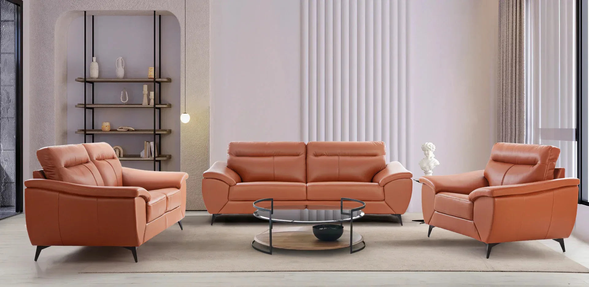 Genova Leatherette Sofa In Tan Color - HomeTown