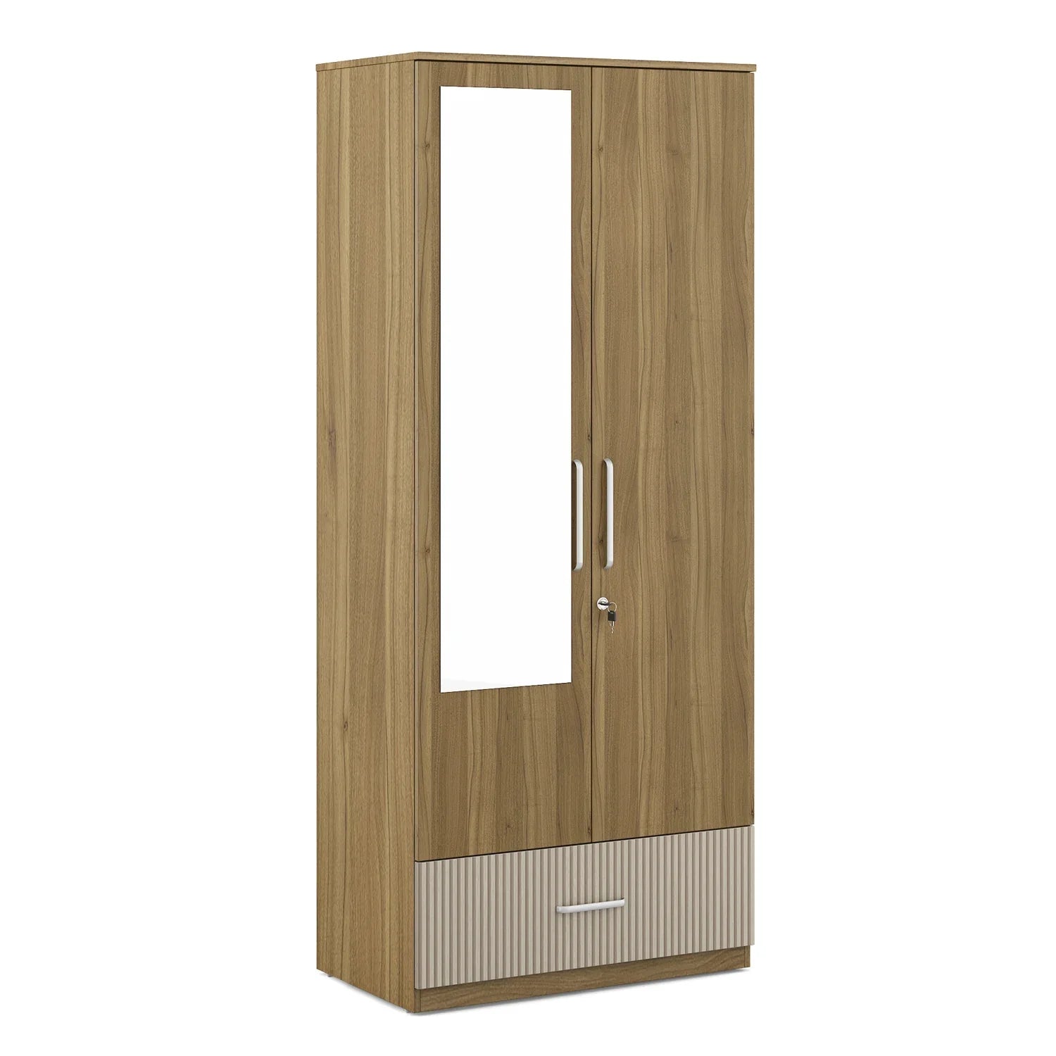 Diago Two Door Wardrobe In Natural Teak Color - HomeTown