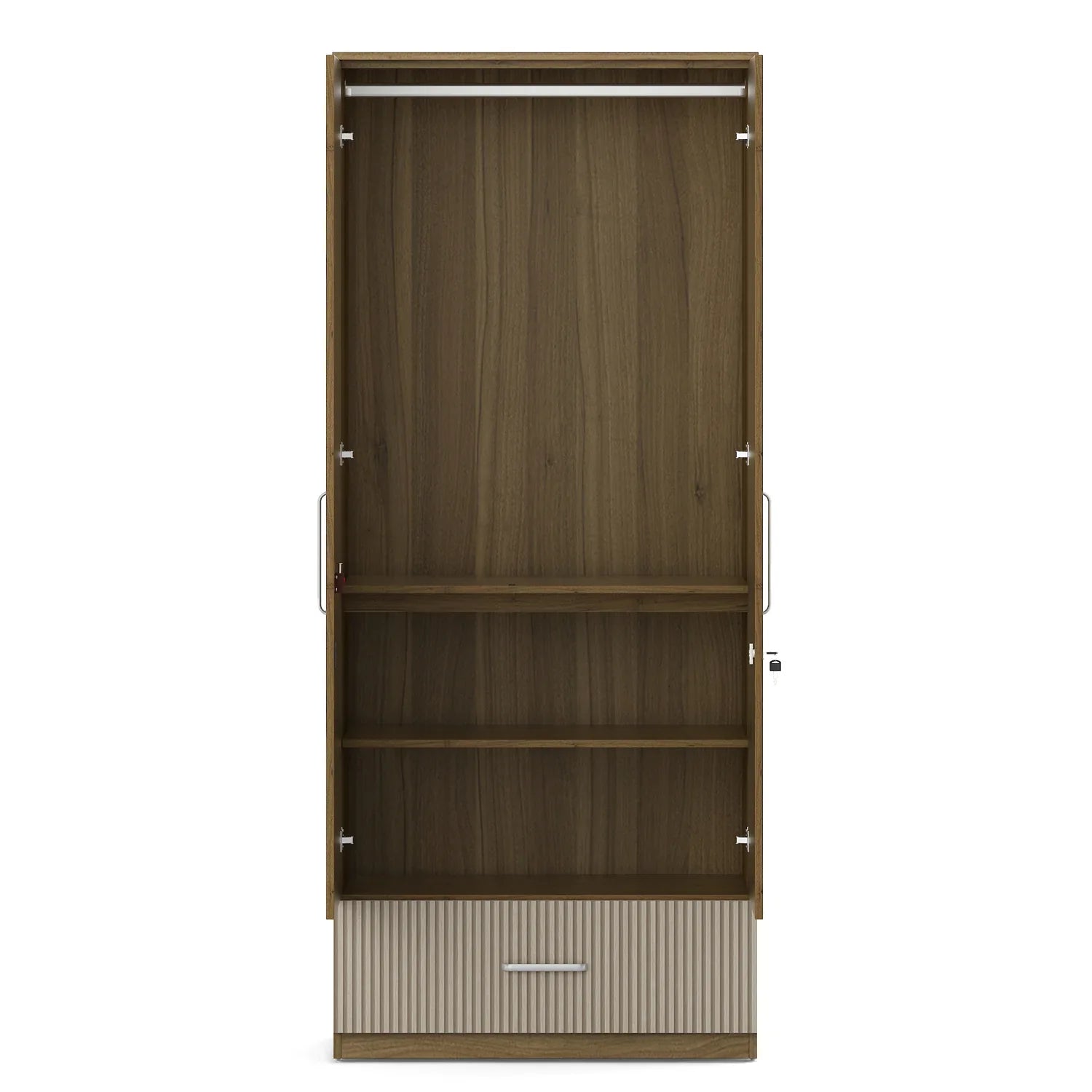 Diago Two Door Wardrobe In Natural Teak Color - HomeTown