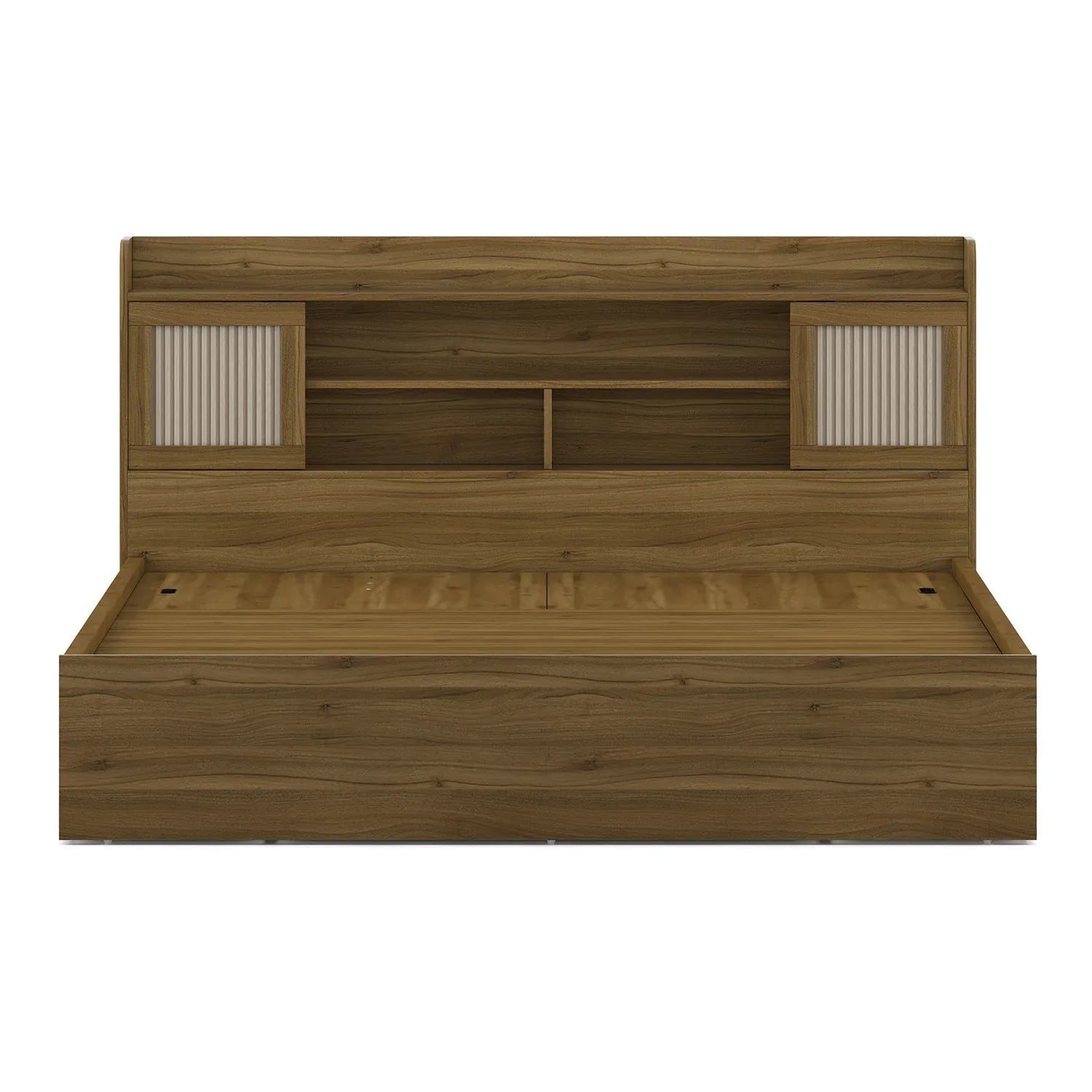 Diago Queen Bed With Hydraulic Storage In Natural Teak Color - HomeTown