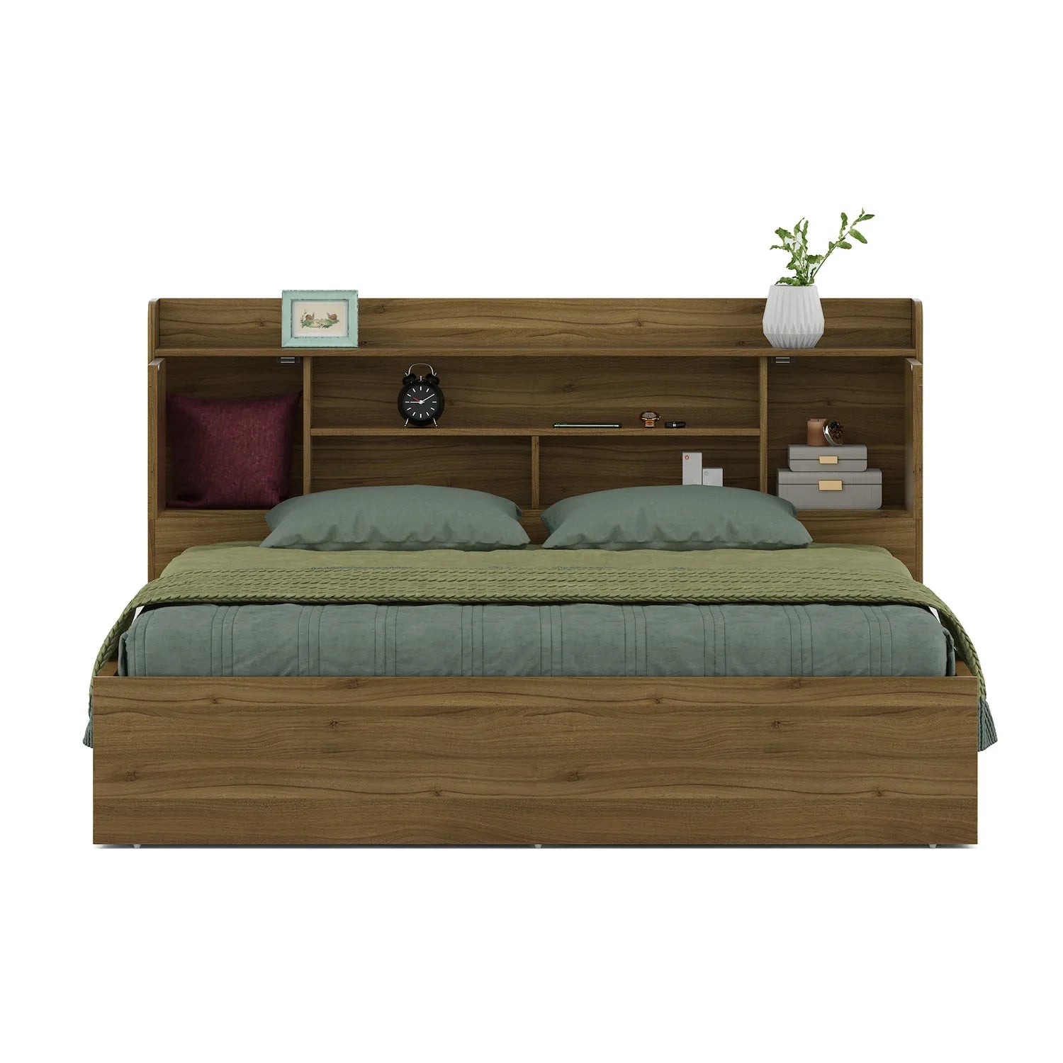 Diago King Bed With Hydraulic Storage In Natural Teak Color - HomeTown