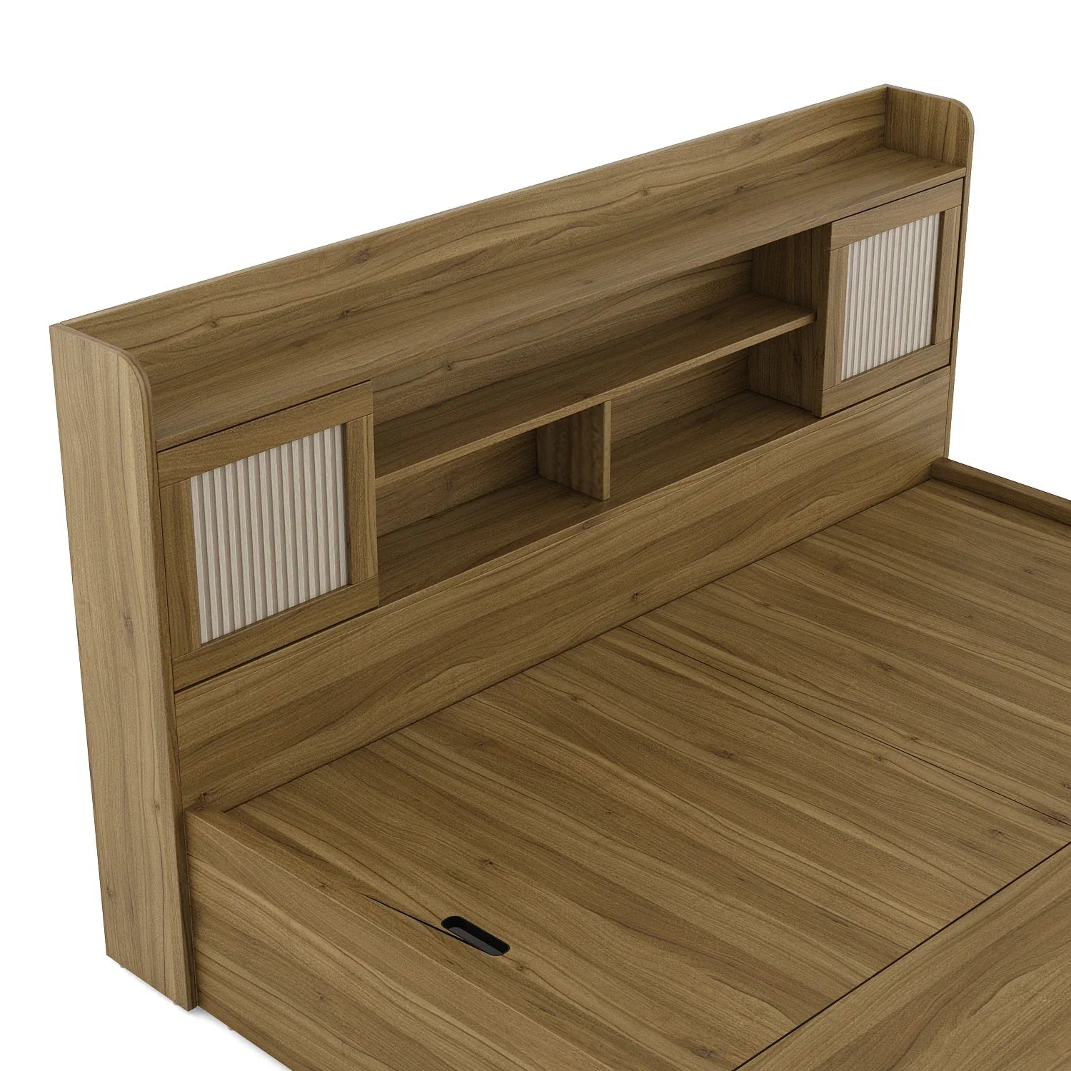 Diago King Bed With Hydraulic Storage In Natural Teak Color - HomeTown