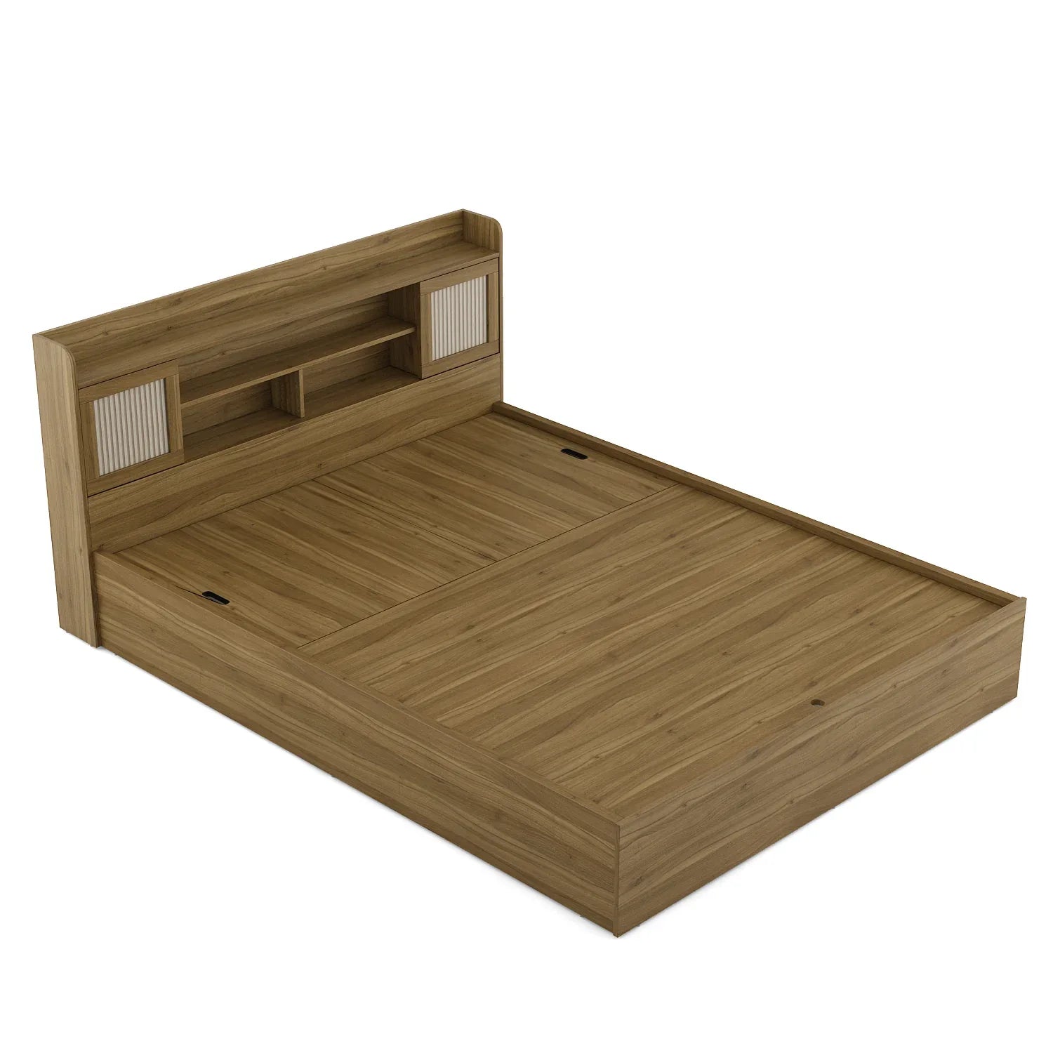 Diago King Bed With Hydraulic Storage In Natural Teak Color - HomeTown