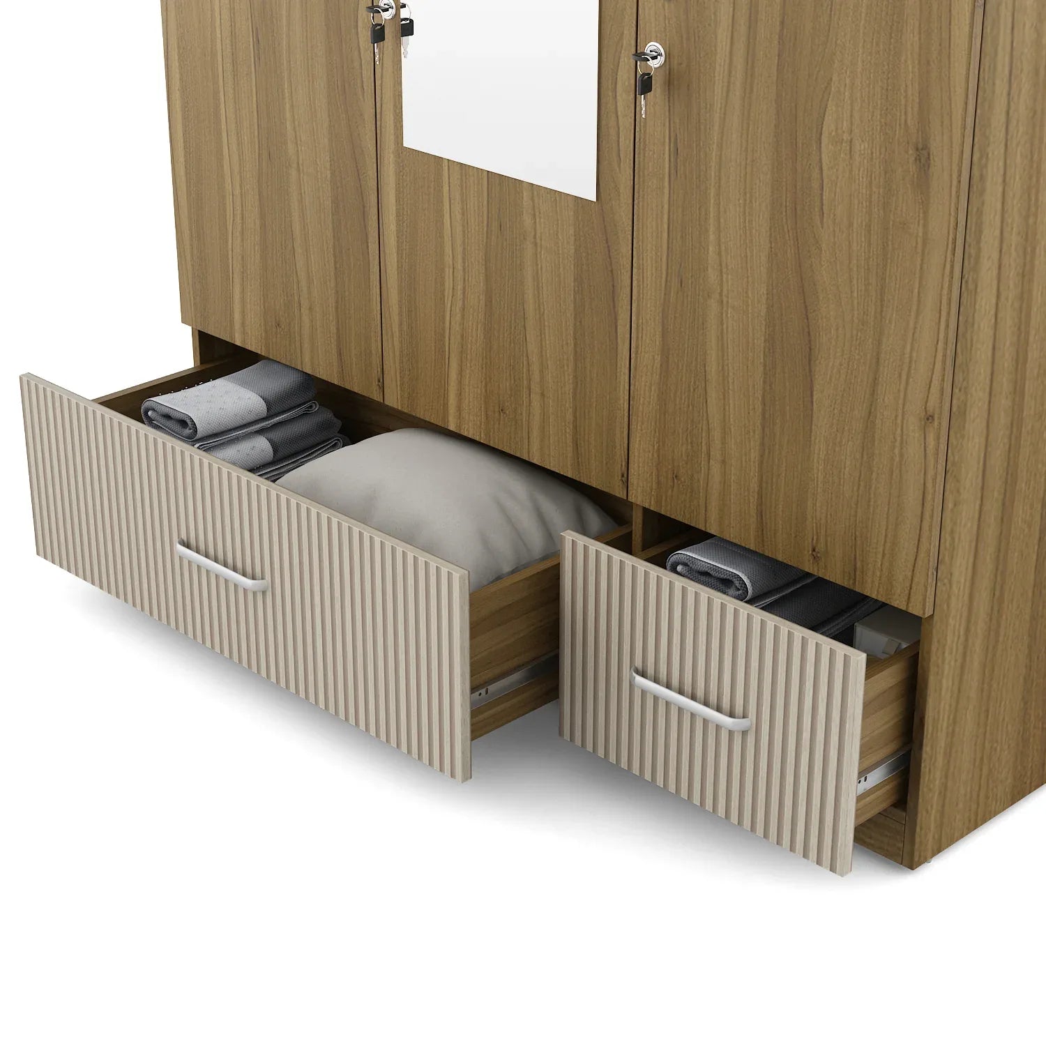 Diago Two Door Wardrobe In Natural Teak Color - HomeTown