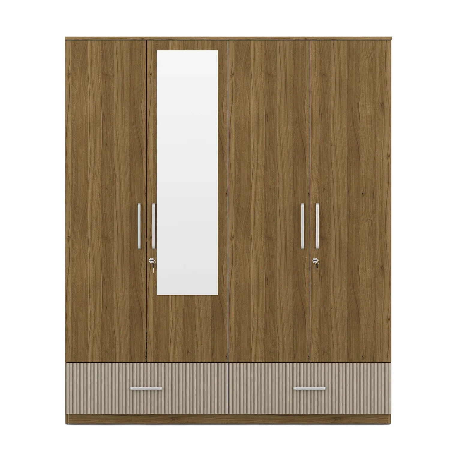 Diago Four Door Wardrobe In Natural Teak Color - HomeTown