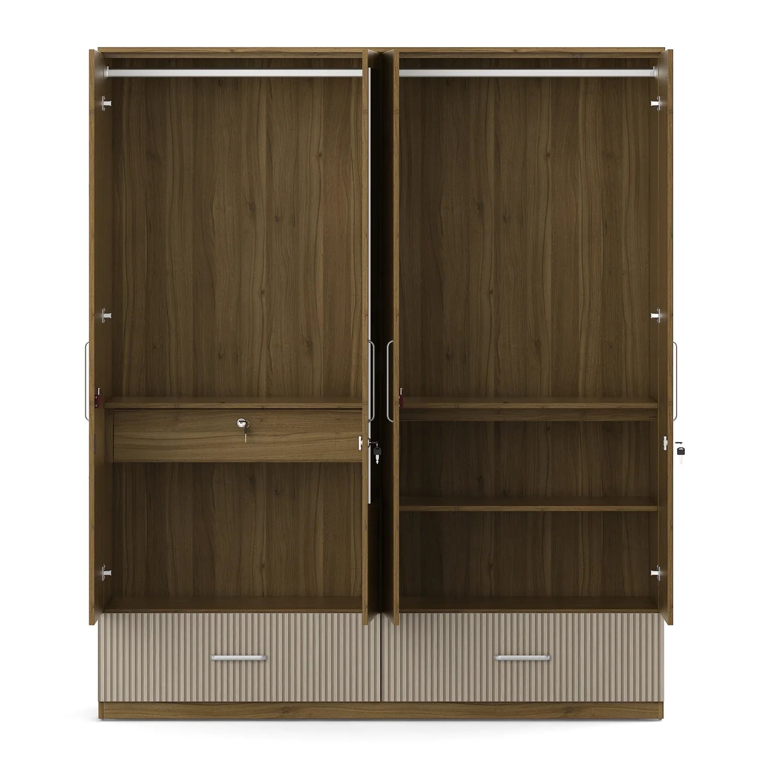 Diago Four Door Wardrobe In Natural Teak Color - HomeTown